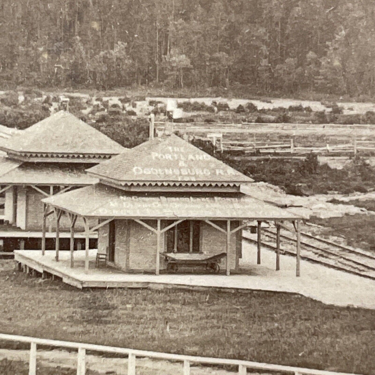 Crawford House Train Station Stereoview Rail Photo NW Pease Antique c1872 X951