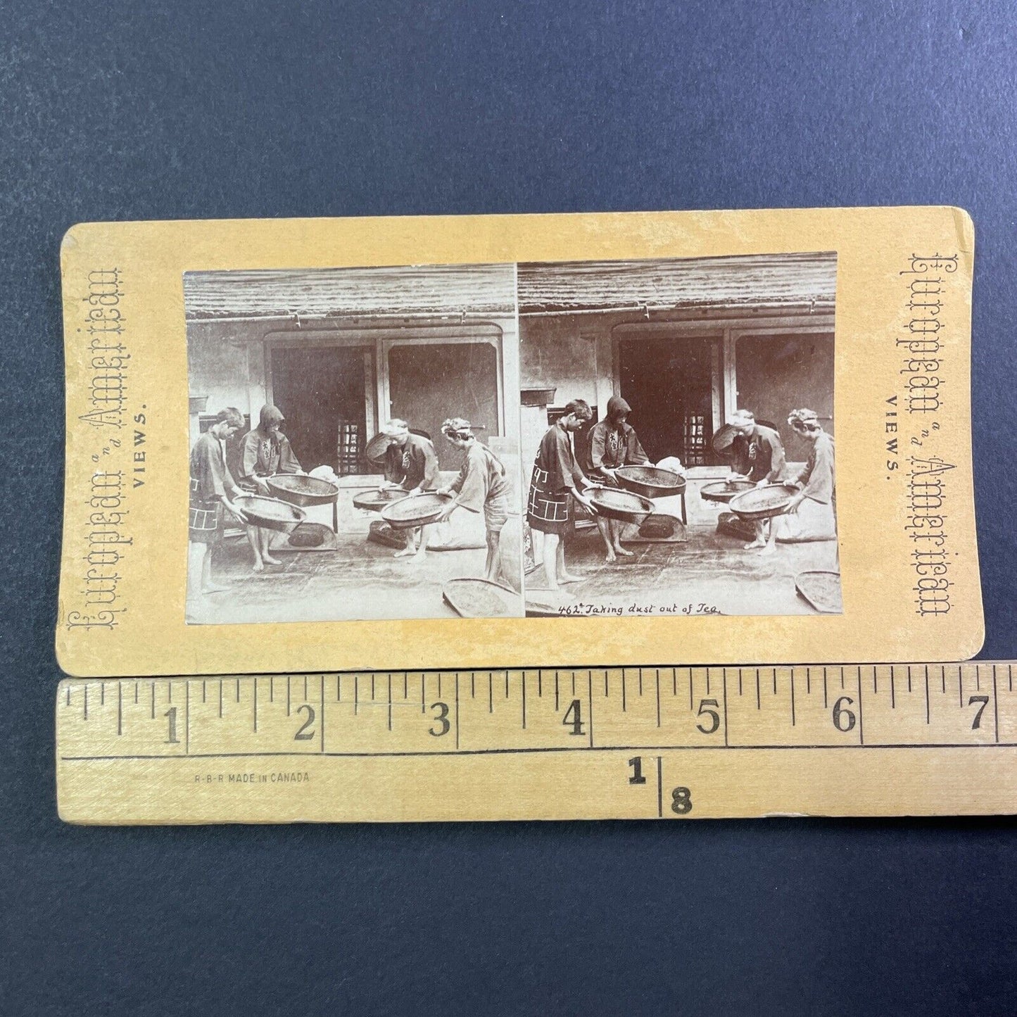 Japanese Tea Leaf Farmers Stereoview Kusakabe Kimbei Antique c1870 X3108 RARE