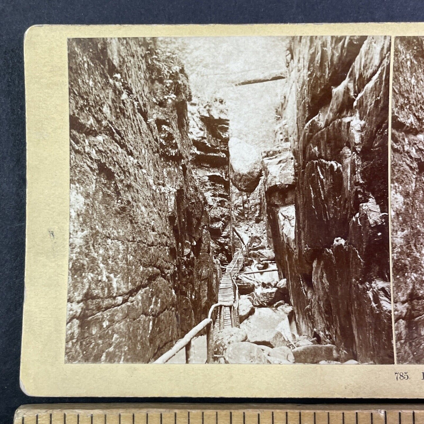 The Flume Franconia Notch New Hampshire Stereoview Kilburn Antique c1870s Y899