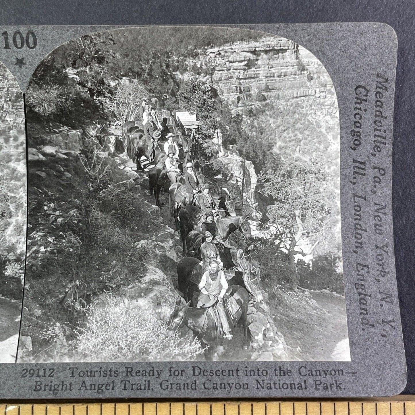 Bright Angel Trail Grand Canyon Arizona Stereoview Antique c1920 Y1164