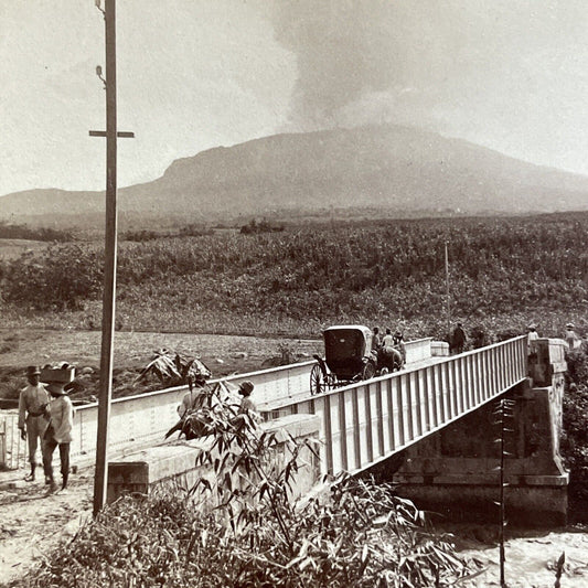 Antique 1902 Eruption Of Mount Pelee Martinique Stereoview Photo Card P5565