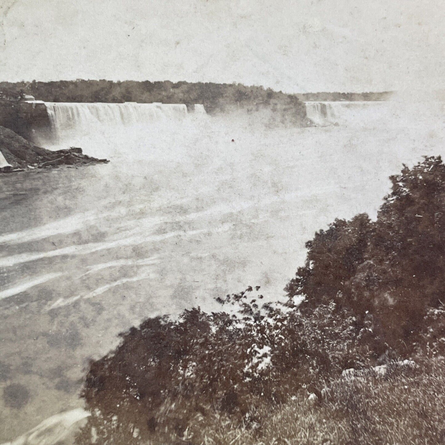 Niagara Falls From Victoria Point Stereoview George Barker Antique c1870s Y2501