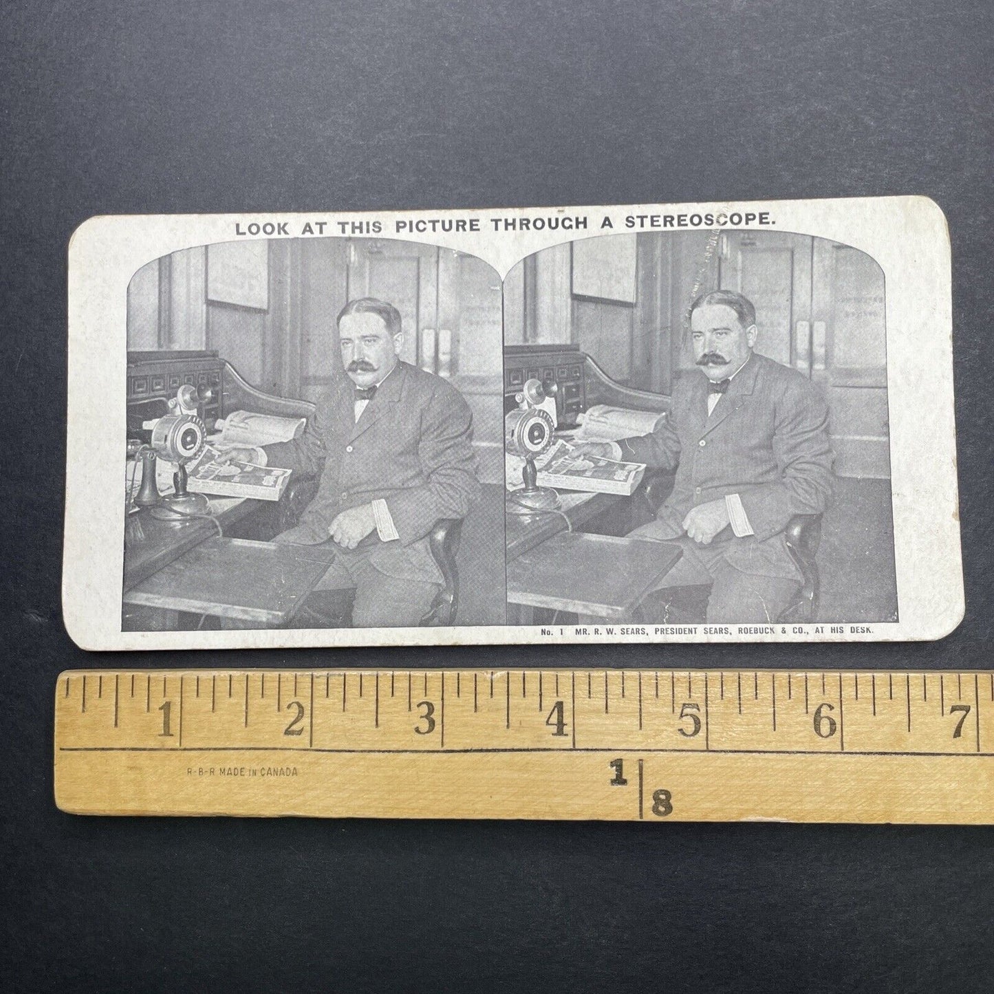 Antique 1905 Richard Warren RW Sears At His Desk Stereoview Photo Card P1144