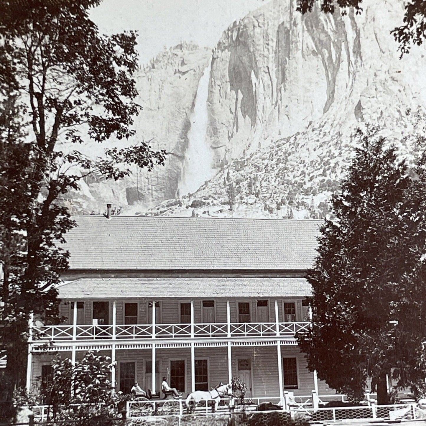 Sentinel Hotel Yosemite California Stereoview Upper Cascade Antique c1897 X2845