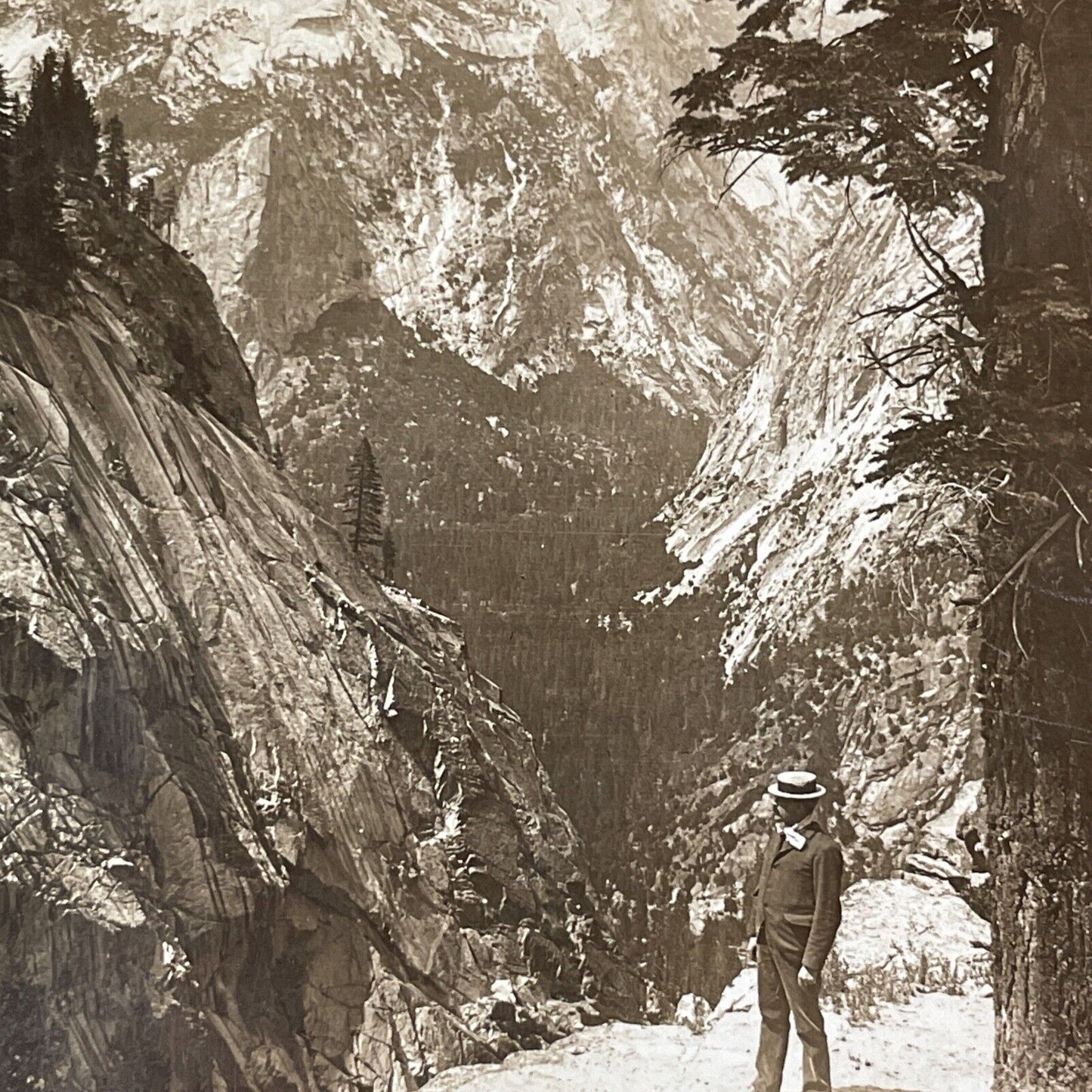 C.Q. Turner Exploring Yosemite Park California Stereoview Antique c1890s Y540