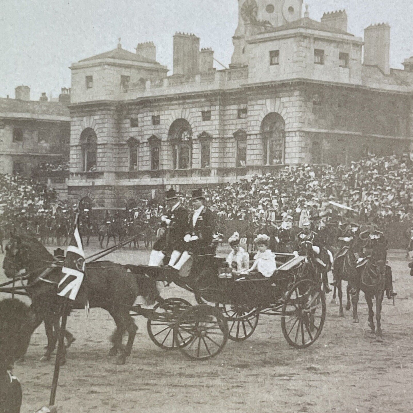 Queen Alexandra Military Parade Stereoview London England Antique c1902 Y149