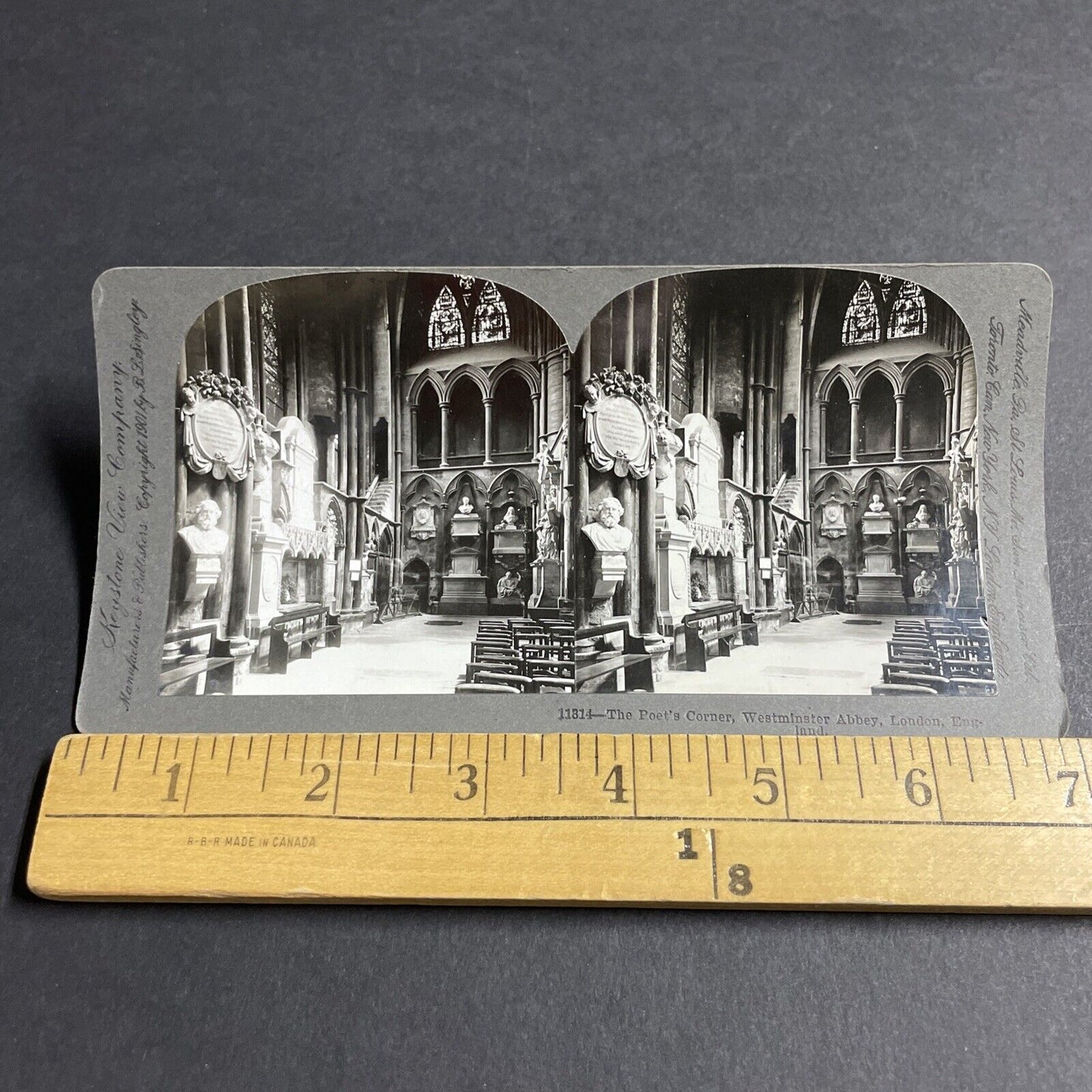 Antique 1901 Poets Corner Westminster Abbey London Stereoview Photo Card P4555
