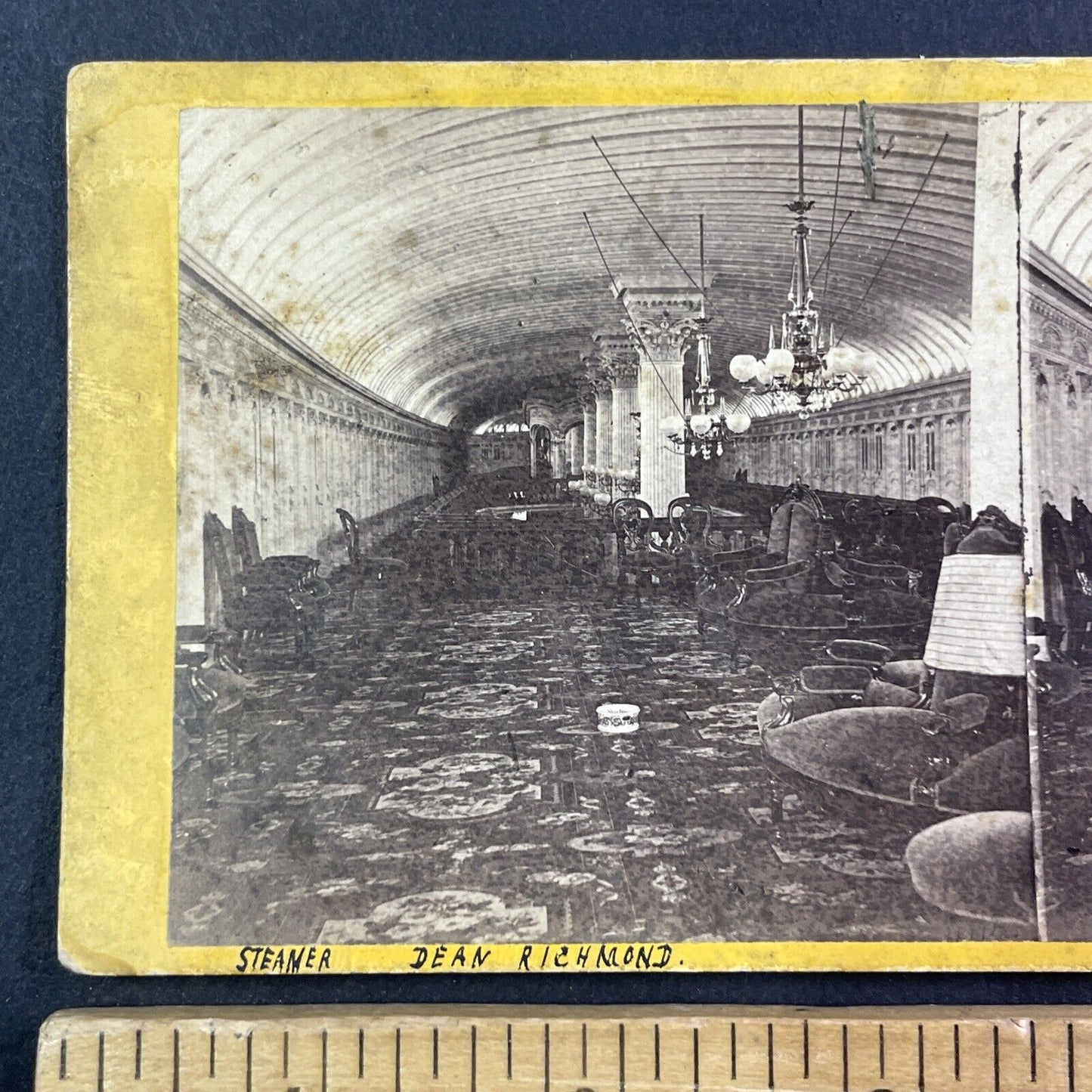 Interior Of Dean Richmond Steamer Ship Stereoview Lounge Antique c1870 X2714