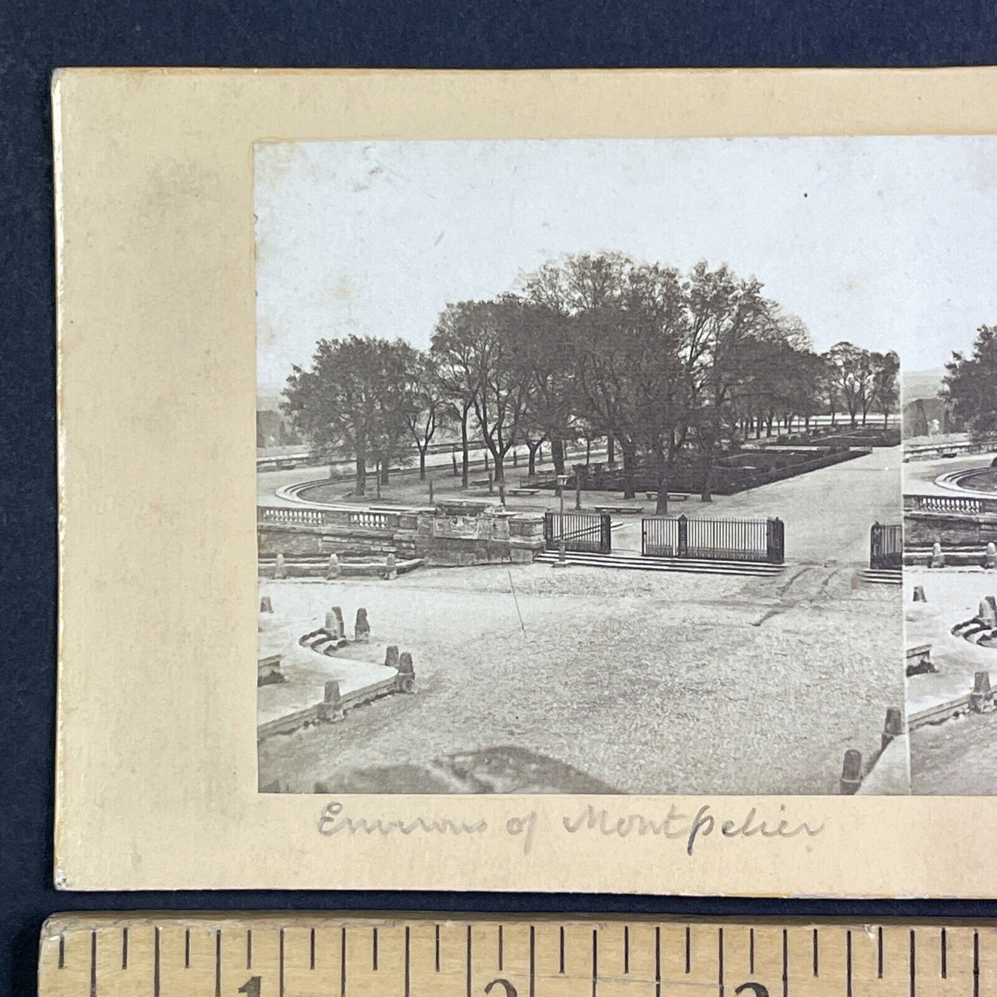 Entrance Gate in Montpellier Village France Stereoview Antique c1855 Y1107