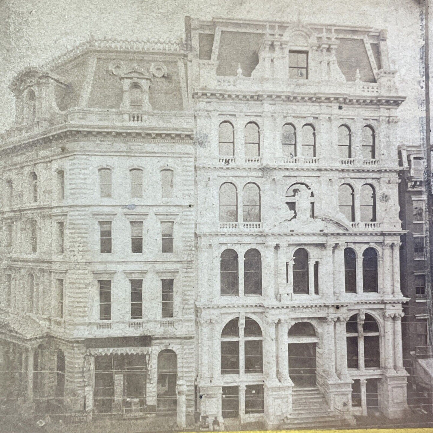 National Park Bank Stereoview Ann St & Broadway Manhattan NY Antique c1872 X2446