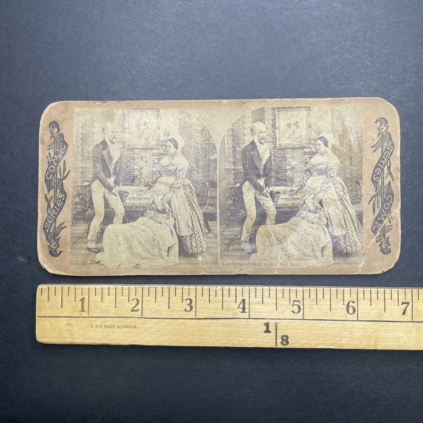 Antique 1860s A Father Suprised With Newborn Twins Stereoview Photo Card P1140