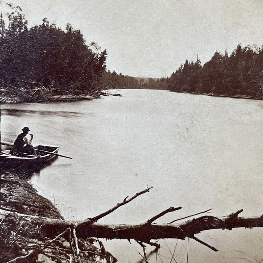 Antique 1870s Warren New Hampshire Boat Launch Stereoview Photo Card V1924