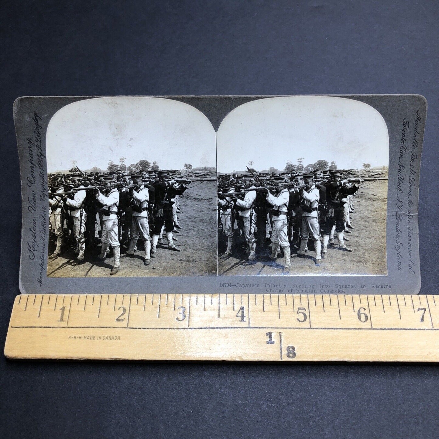 Antique 1904 Japanese Soldiers At War With Russia Stereoview Photo Card P1957