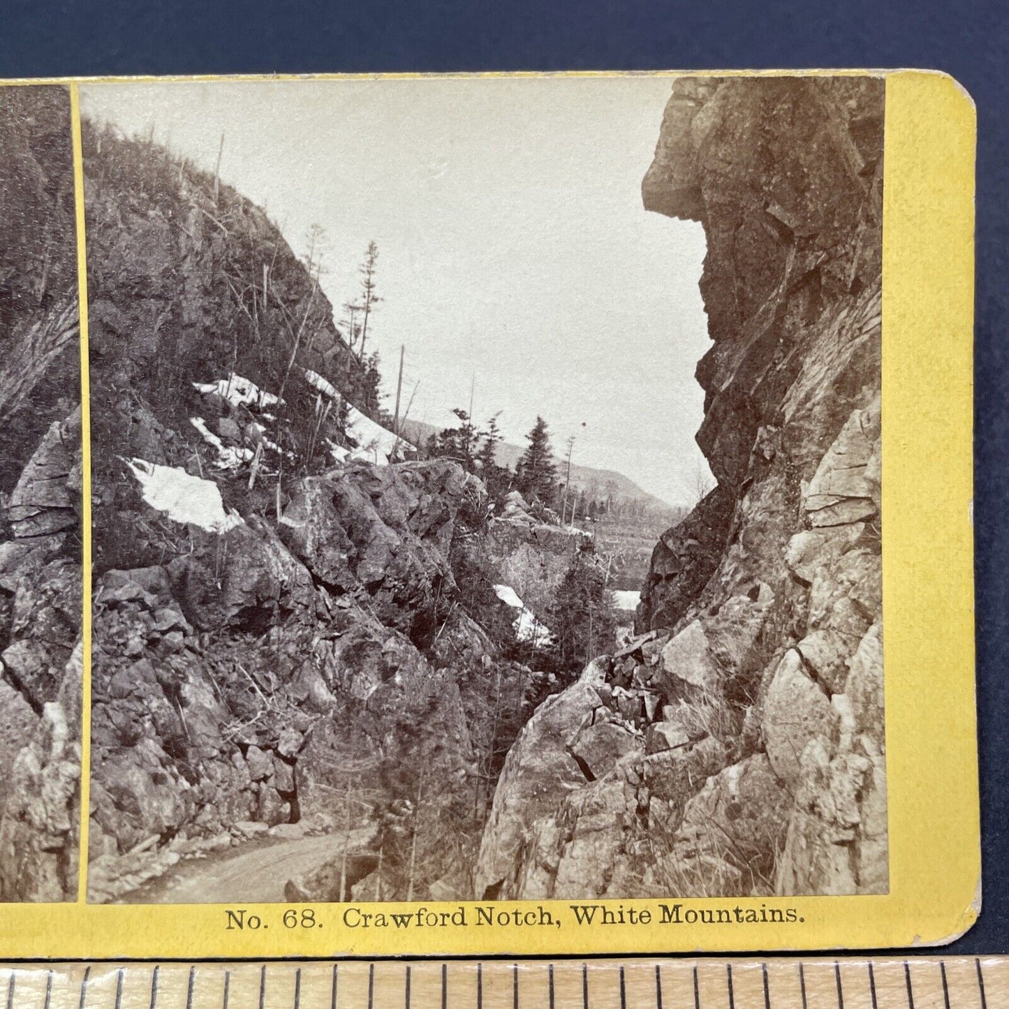 Antique 1870s Crawford Notch Horse & Buggy Road NH Stereoview Photo Card V1994