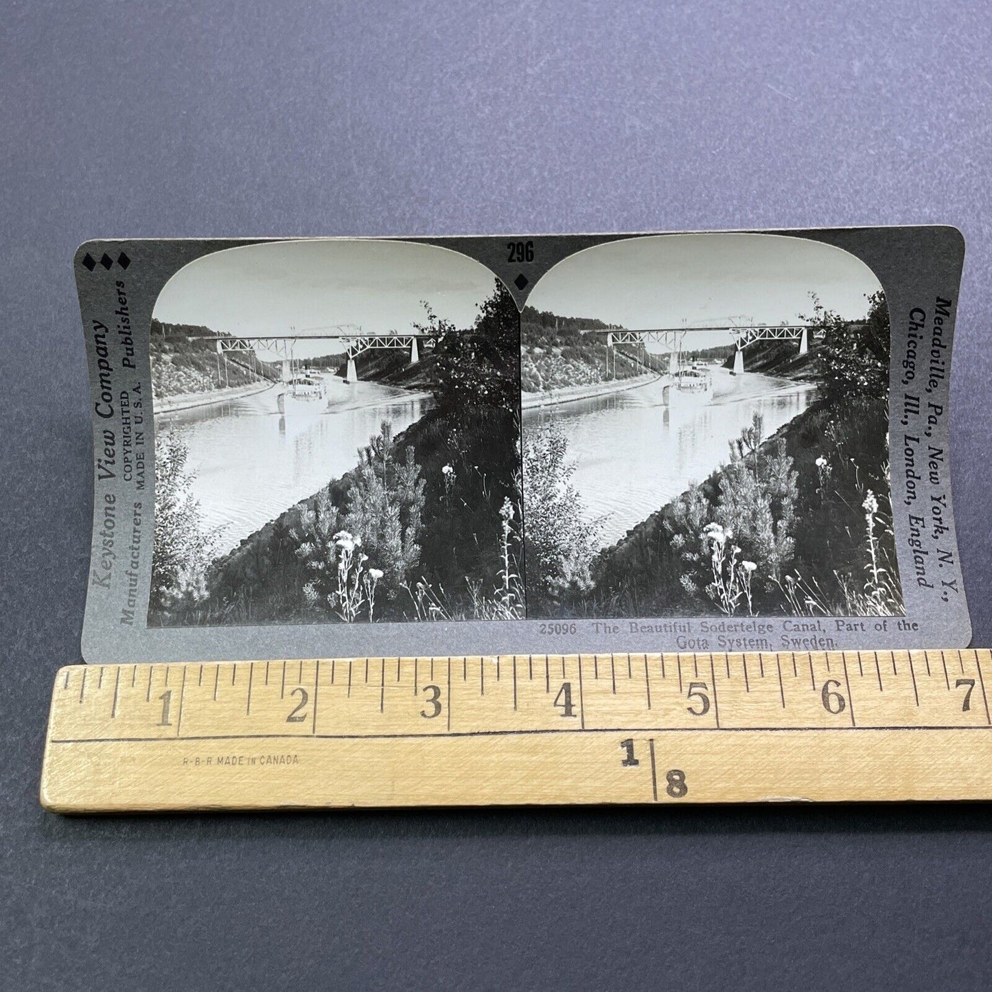 Antique 1920s Ship In Sodertalje Canal Sweden Stereoview Photo Card V3006