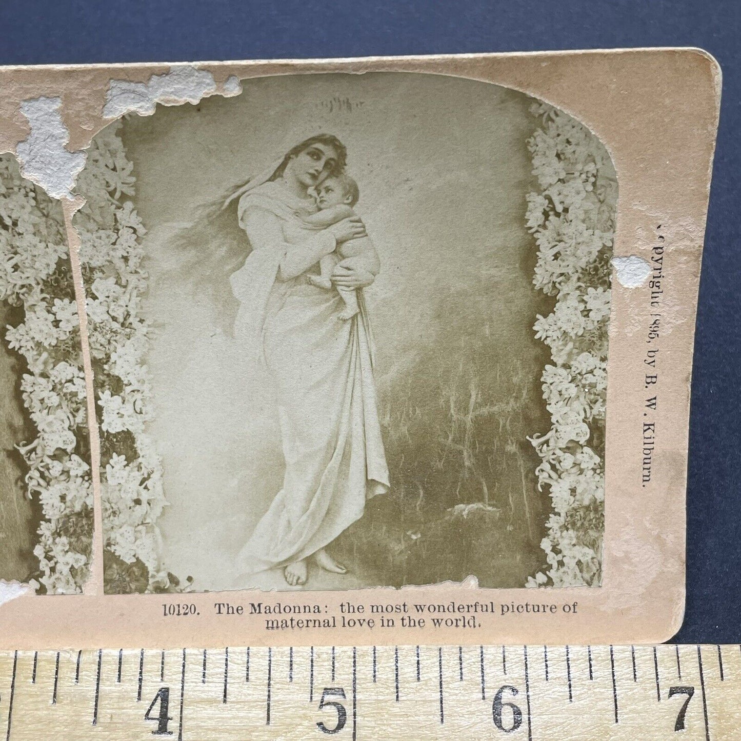 Antique 1895 The Virgin Mary With Jesus Stereoview Photo Card P1876