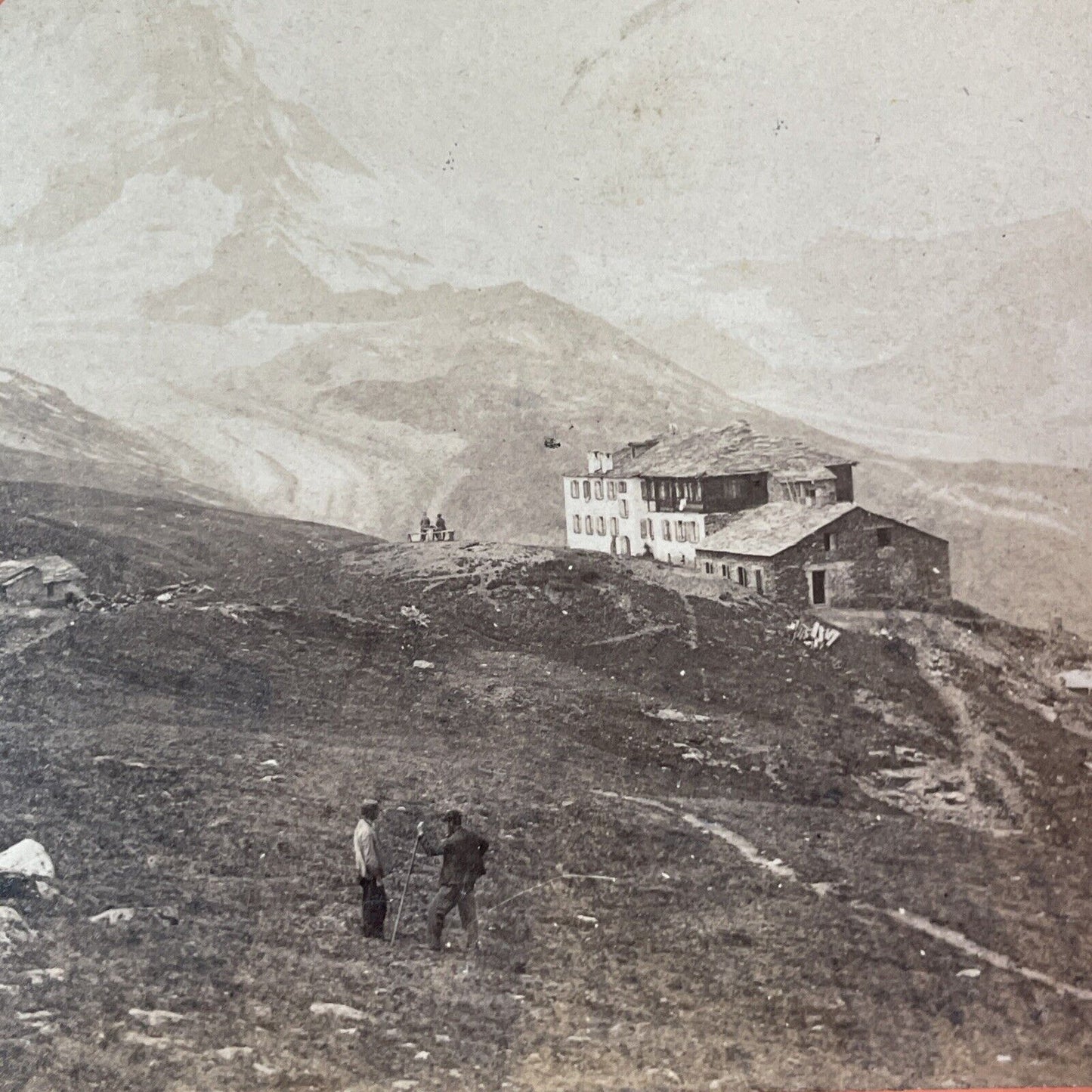 Hotel du Riffel Riffelhaus Switzerland Stereoview Mont Cervin Antique 1870 X3822