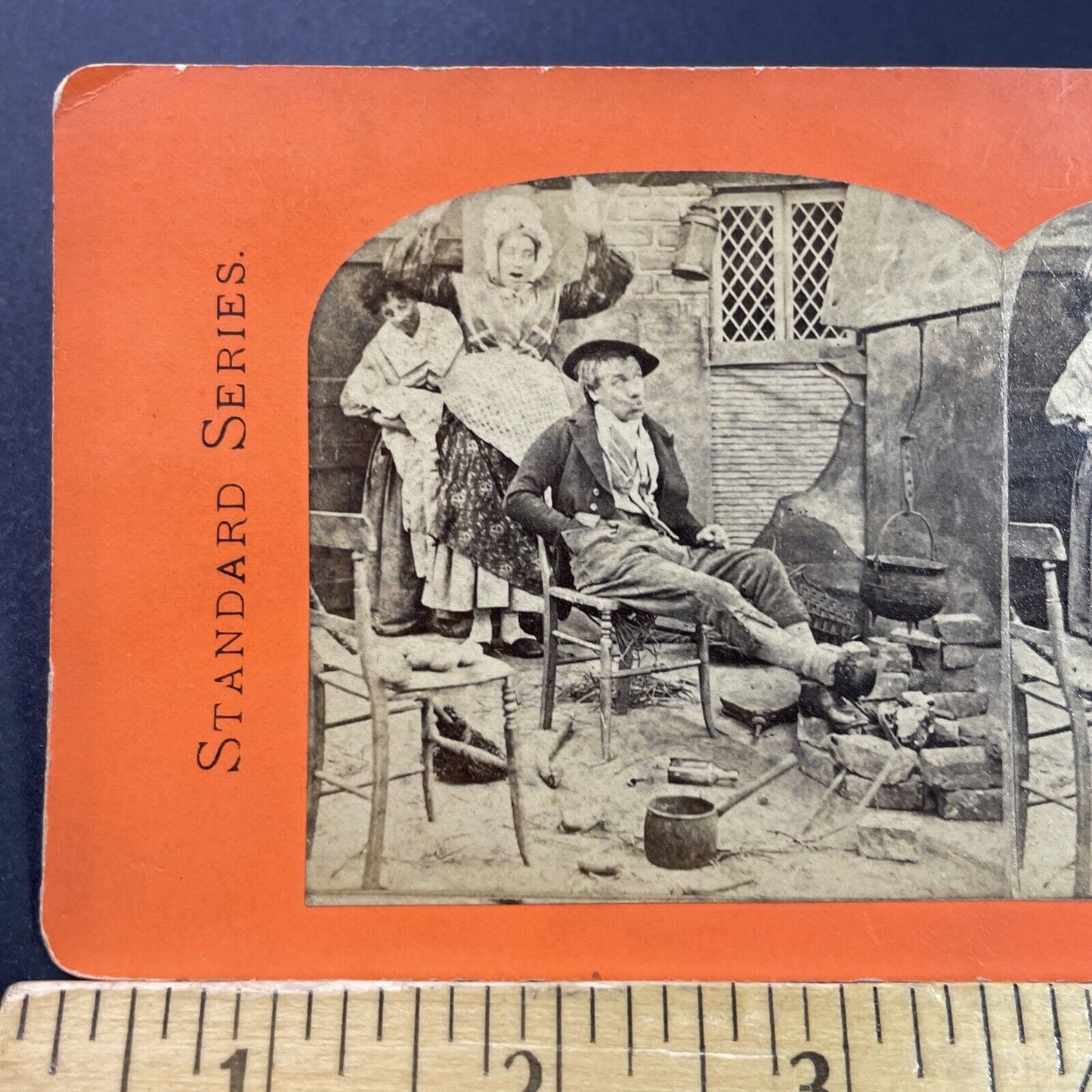 Antique 1860s Woman Gives Birth While Man Drinks Stereoview Photo Card P3990