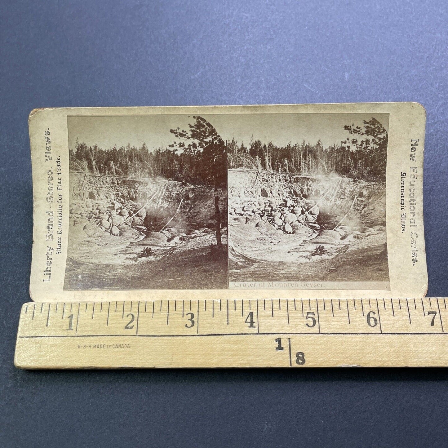 Antique 1880s Damage From Monarch Geyser Eruption Stereoview Photo Card V3407