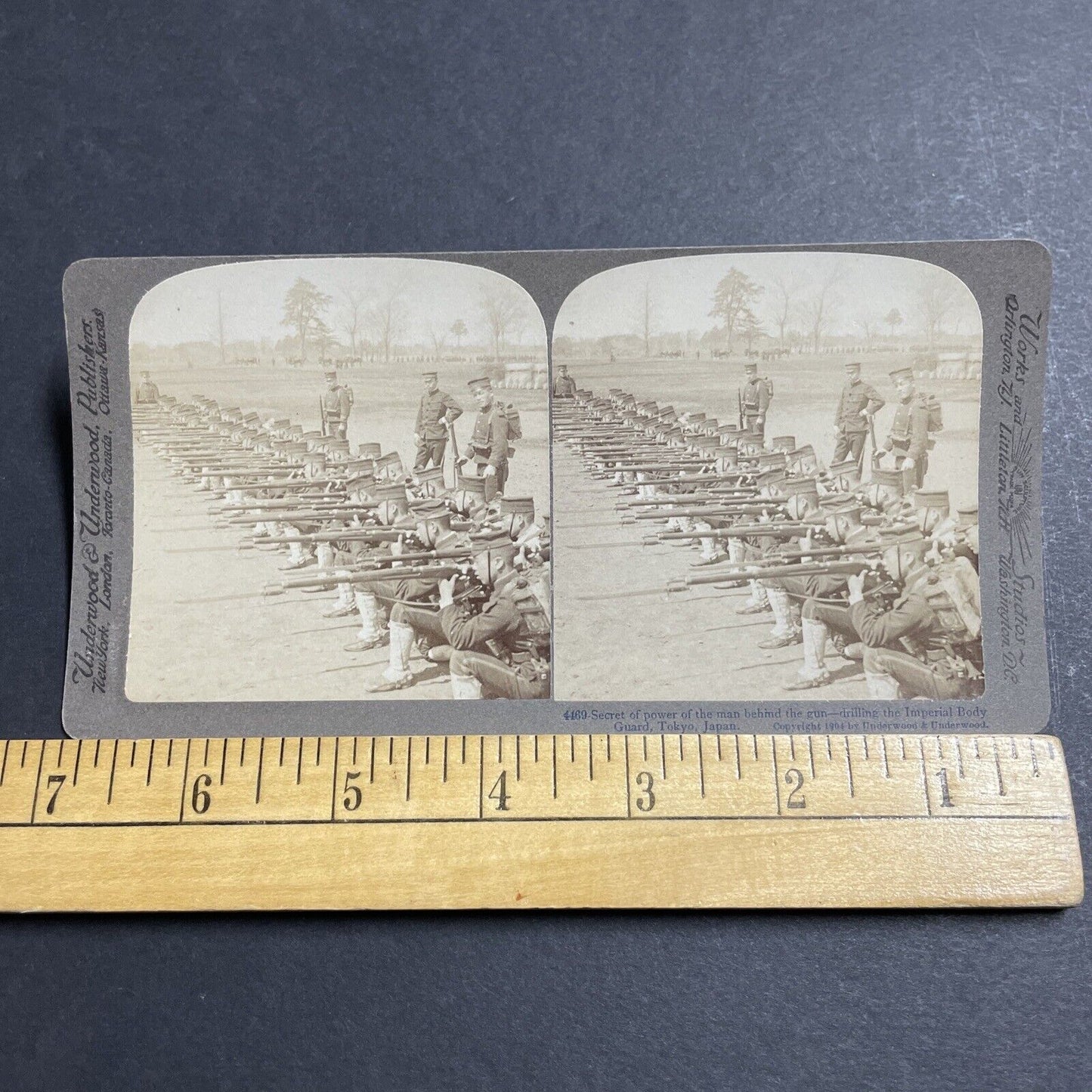 Antique 1904 Imperial Japan Body Guard Firing Squad Stereoview Photo Card P1820