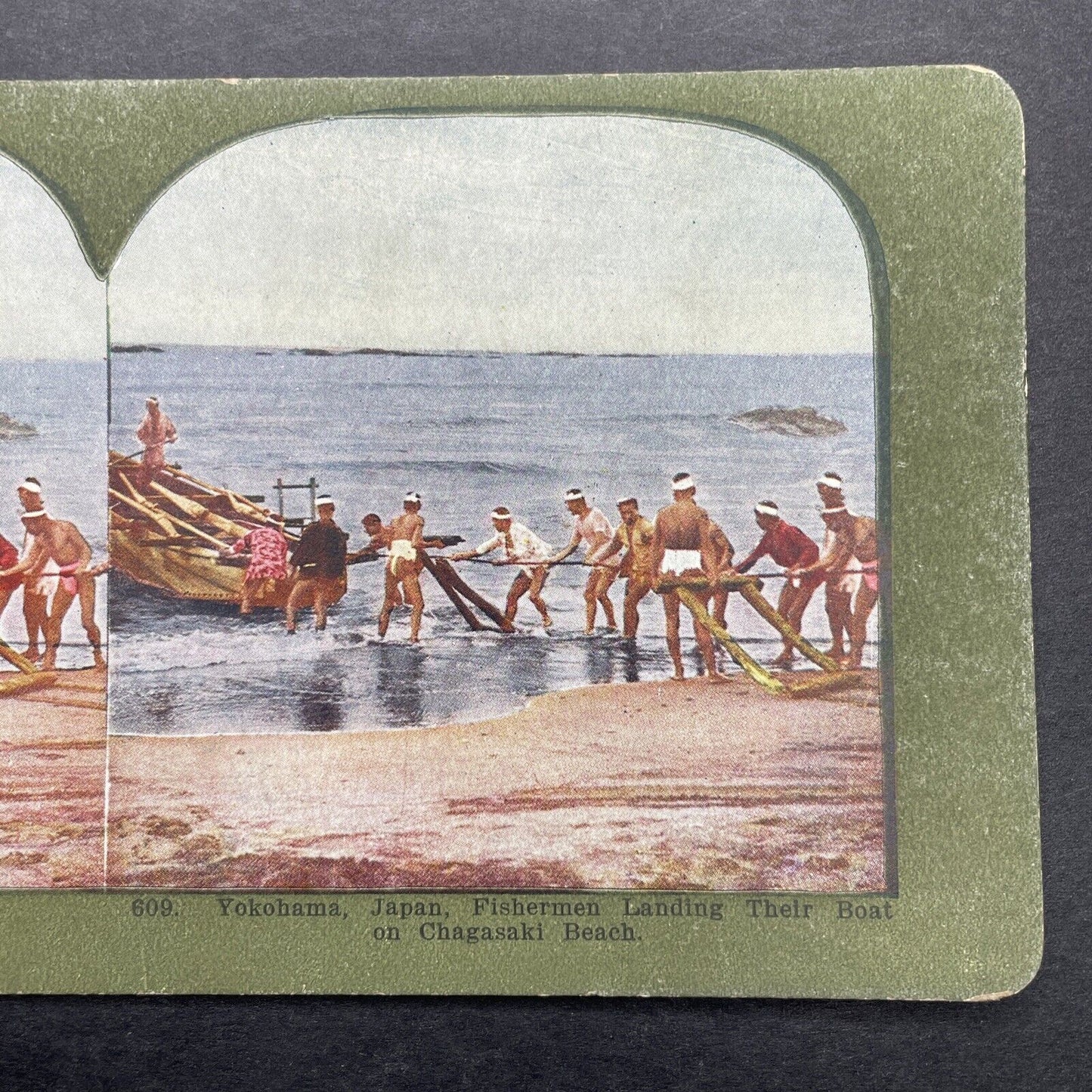 Antique 1899 Fisherman In Chigasaki Japan Stereoview Photo Card P580-088