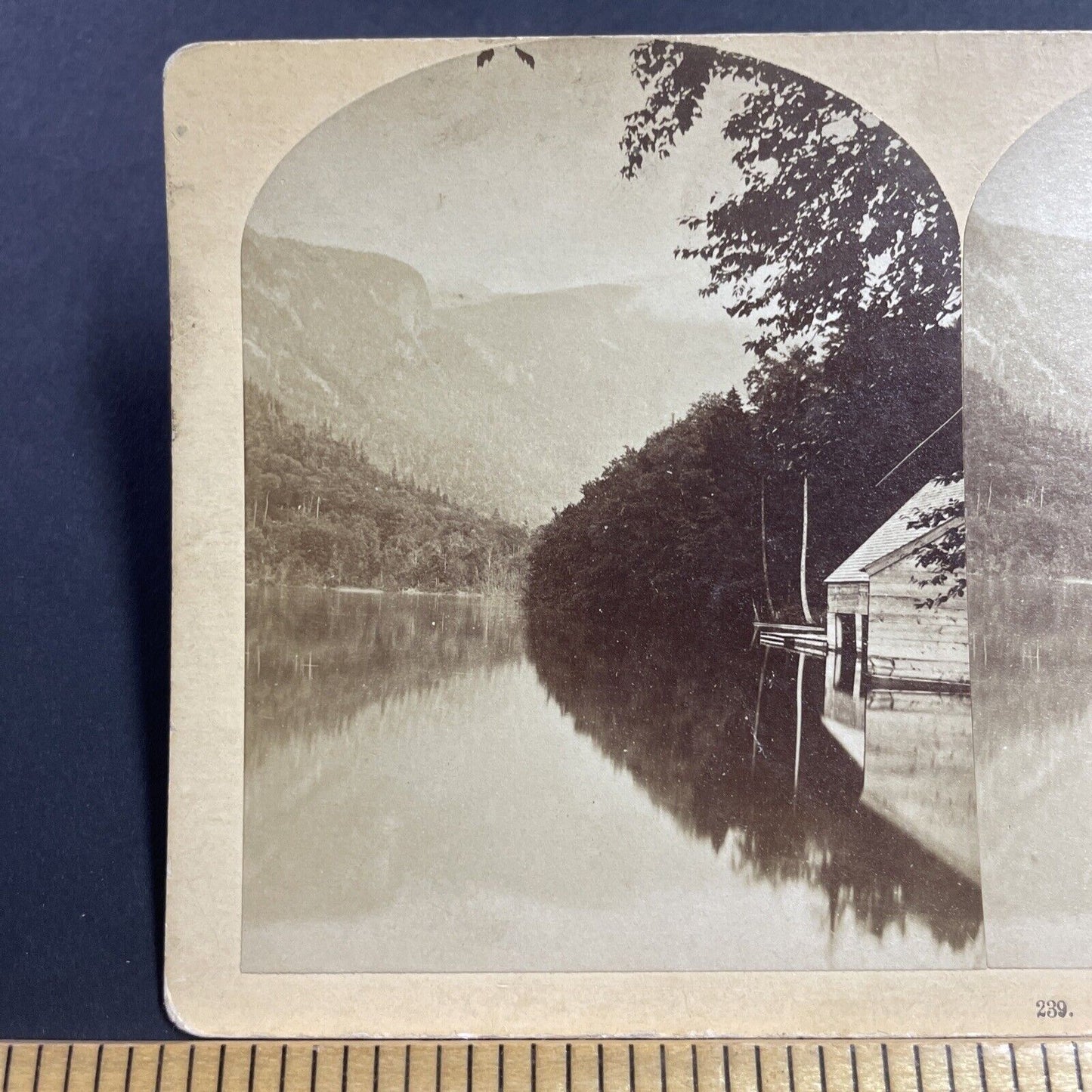 Antique 1880s Echo Lake Franconia Notch NH Stereoview Photo Card P856-13