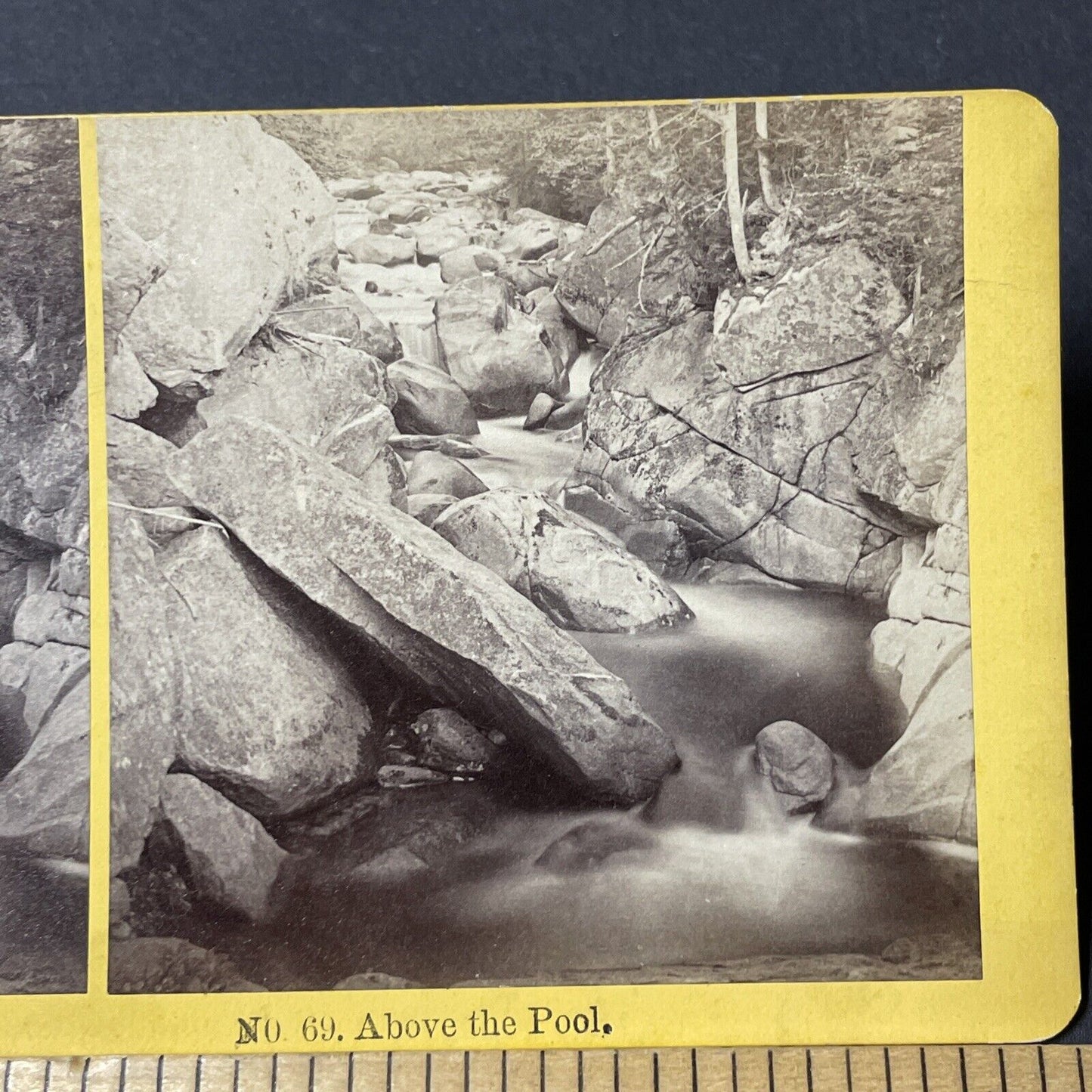 Antique 1870s Franconia Notch River New Hampshire Stereoview Photo Card V1847