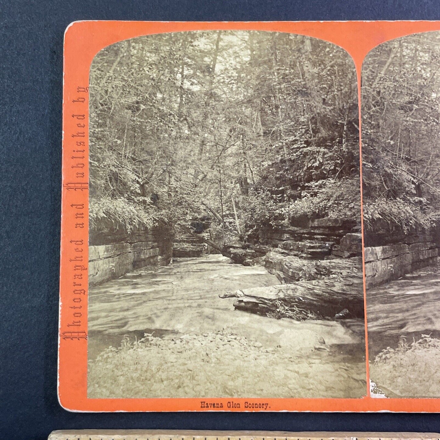 Summit Gorge Watkins Glen New York Stereoview George F Gates Antique c1865 Y1751