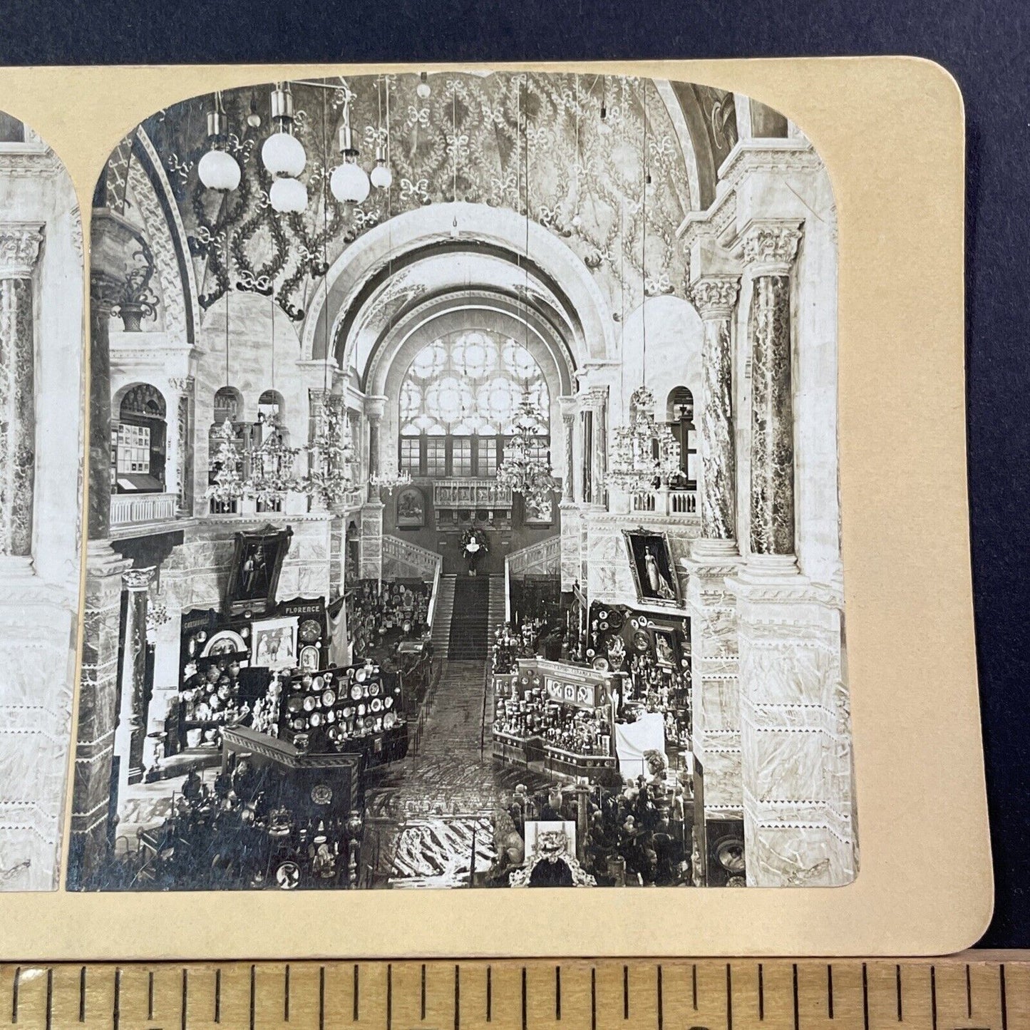 Royal Italian Pavilion Stereoview Paris France Photo Card Antique 1900 X848