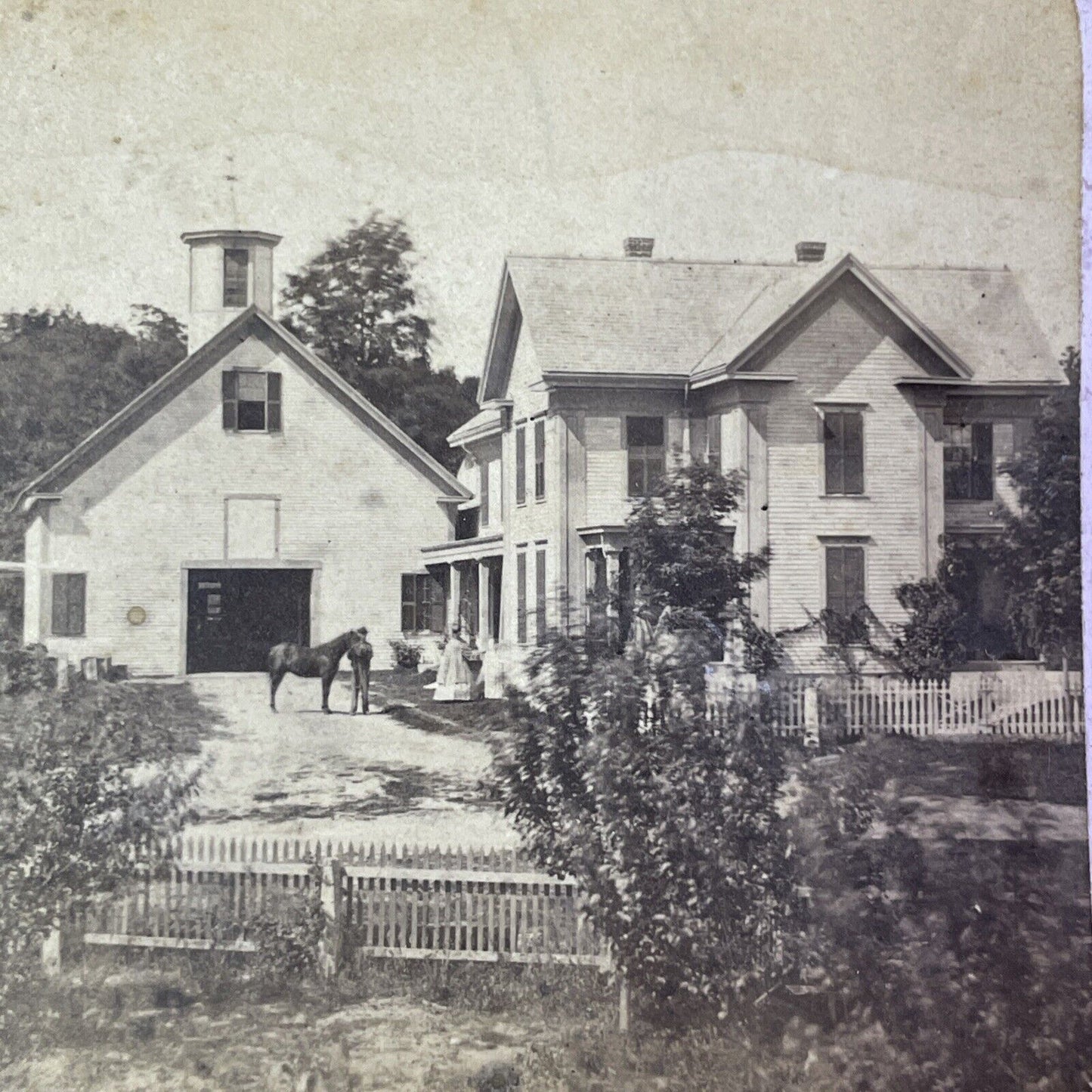 Richard Messer House Andover New Hampshire Stereoview Antique c1870s Y1438