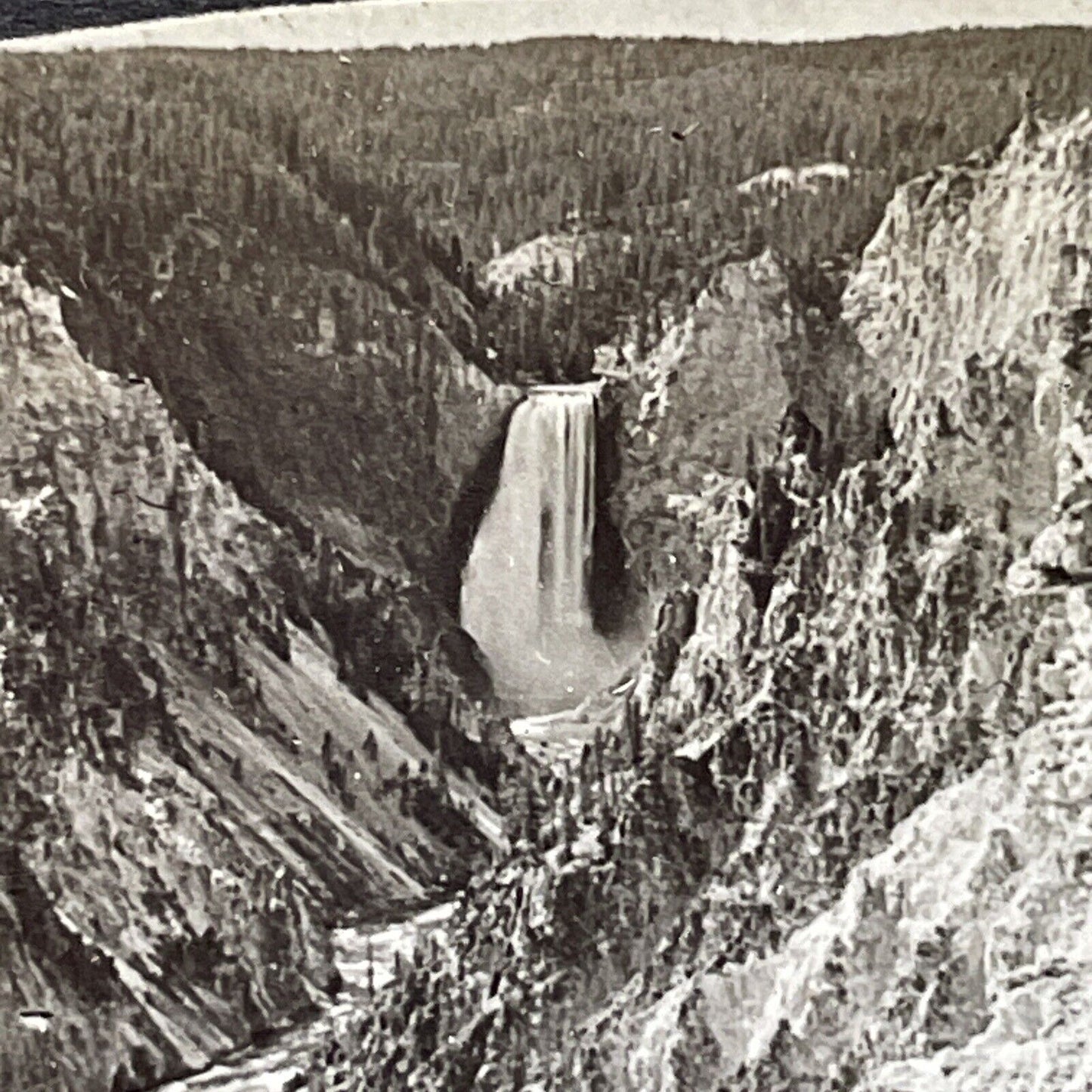 Antique 1910s Lower Falls Yellowstone National Park Stereoview Photo Card P3180