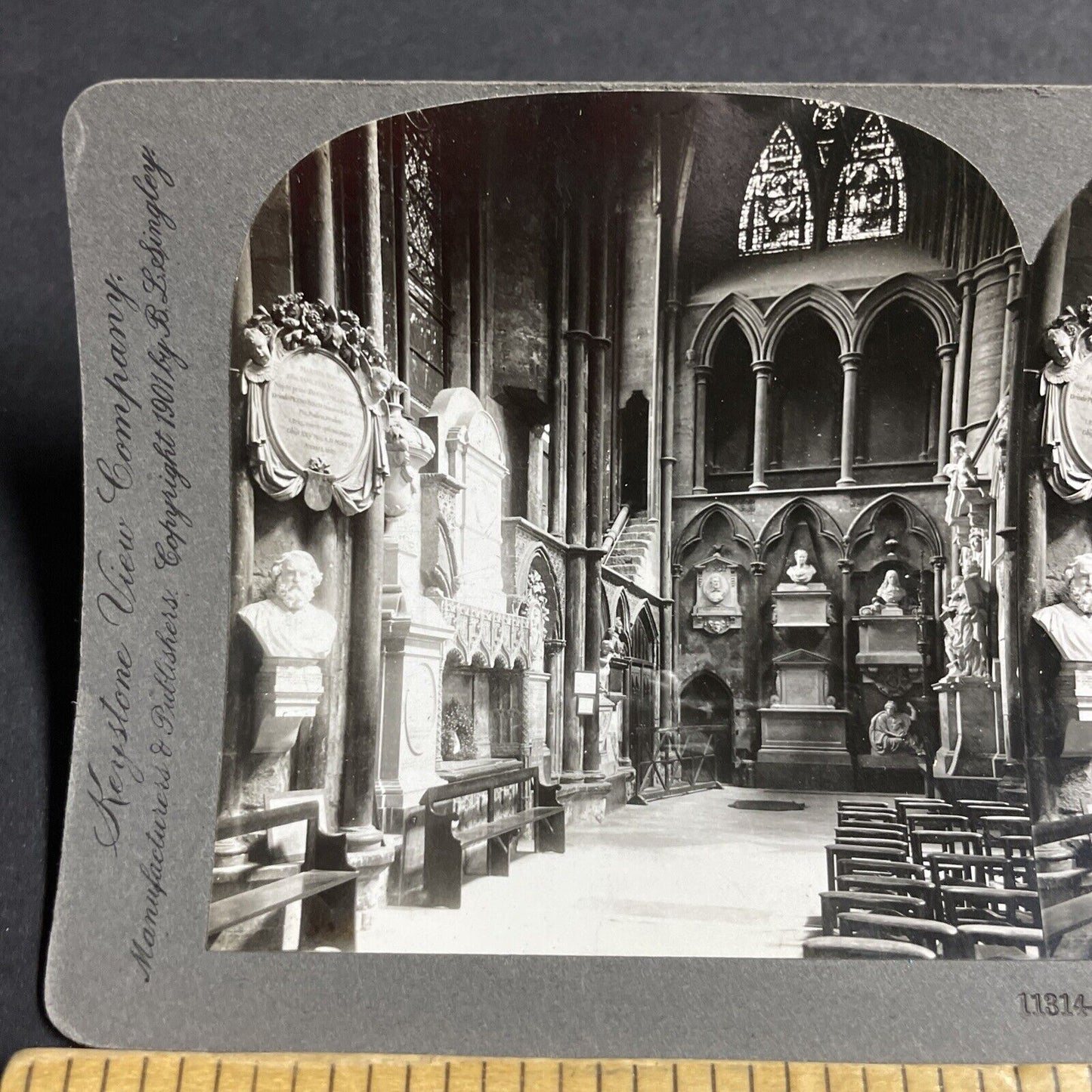 Antique 1901 Poets Corner Westminster Abbey London Stereoview Photo Card P4555