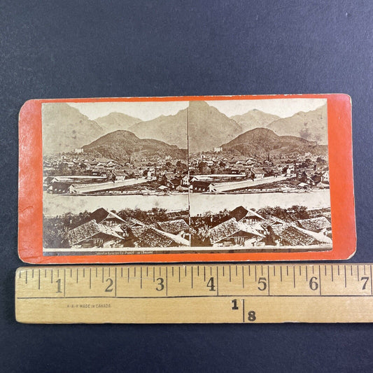 Interlacken Switzerland City View Stereoview Jungfrau Mtn Antique c1870s X4167