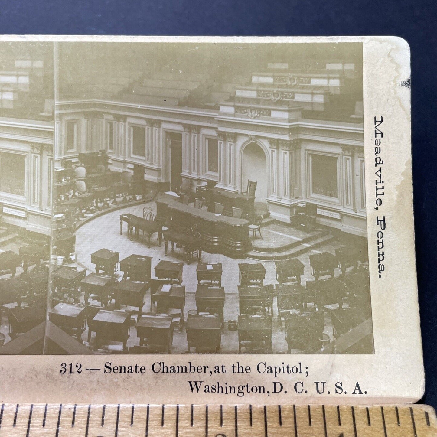 Antique 1890s Senate Chamber Capitol Washington DC Stereoview Photo Card P2314