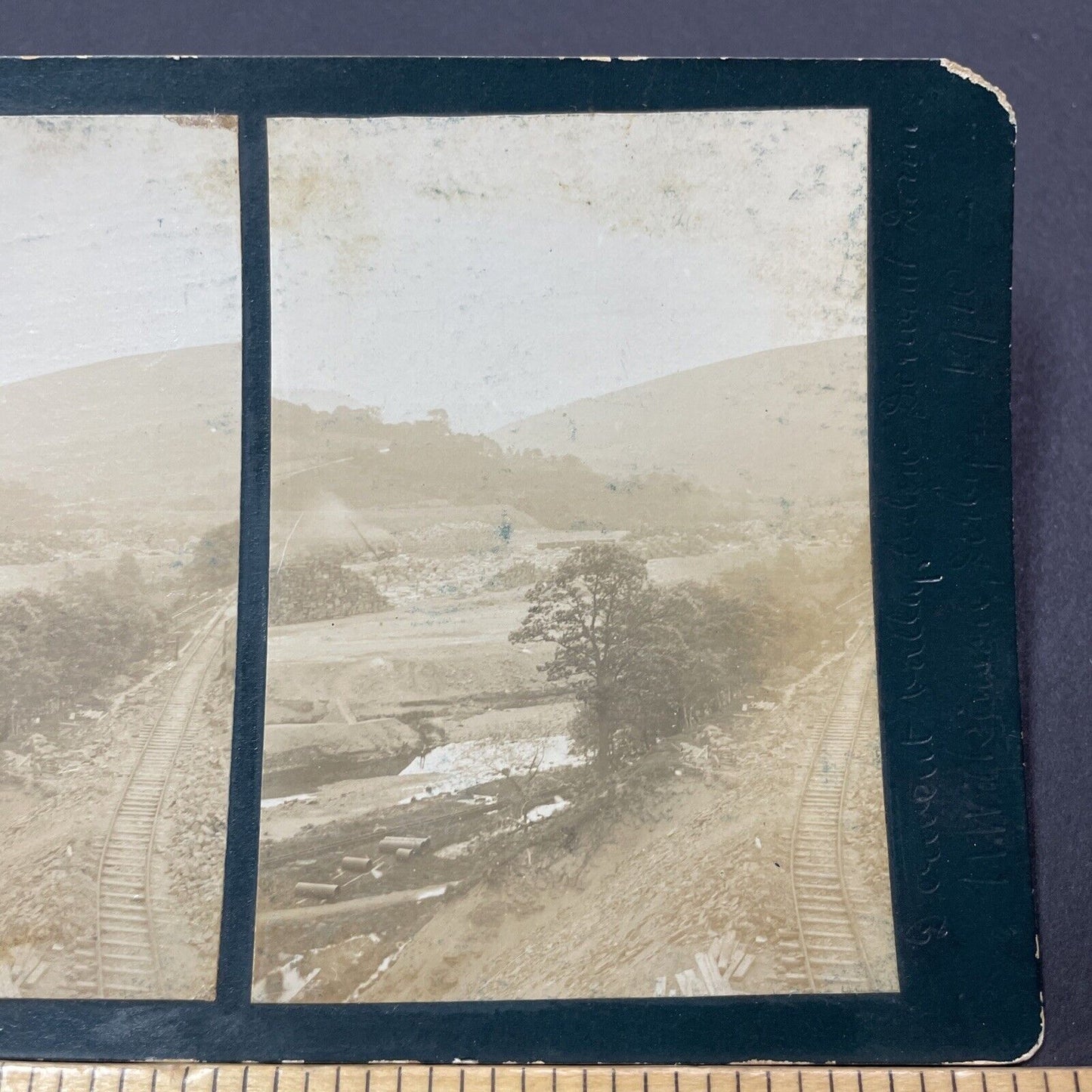 Antique 1910 Derwent Valley Railroad Construction UK Stereoview Photo Card V2199