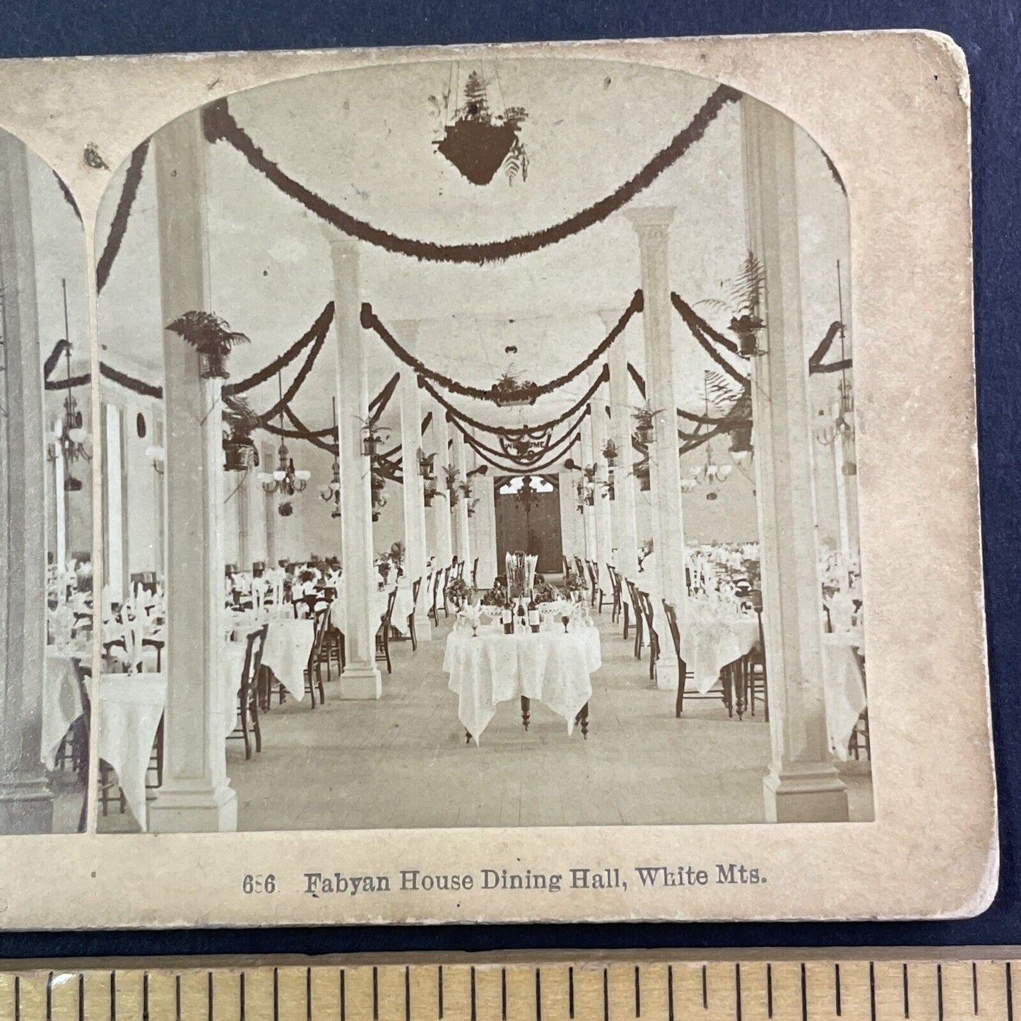 Fabyan House Dining Room New Hampshire Stereoview Antique c1880s Y907