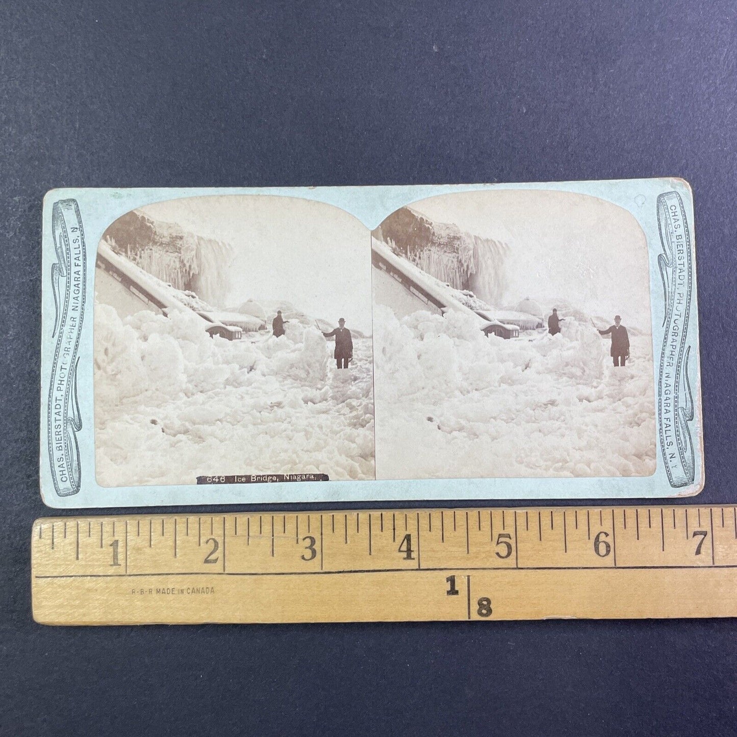 Charles Bierstadt Self-Portrait in Niagara Falls Stereoview Antique c1870s Y2233