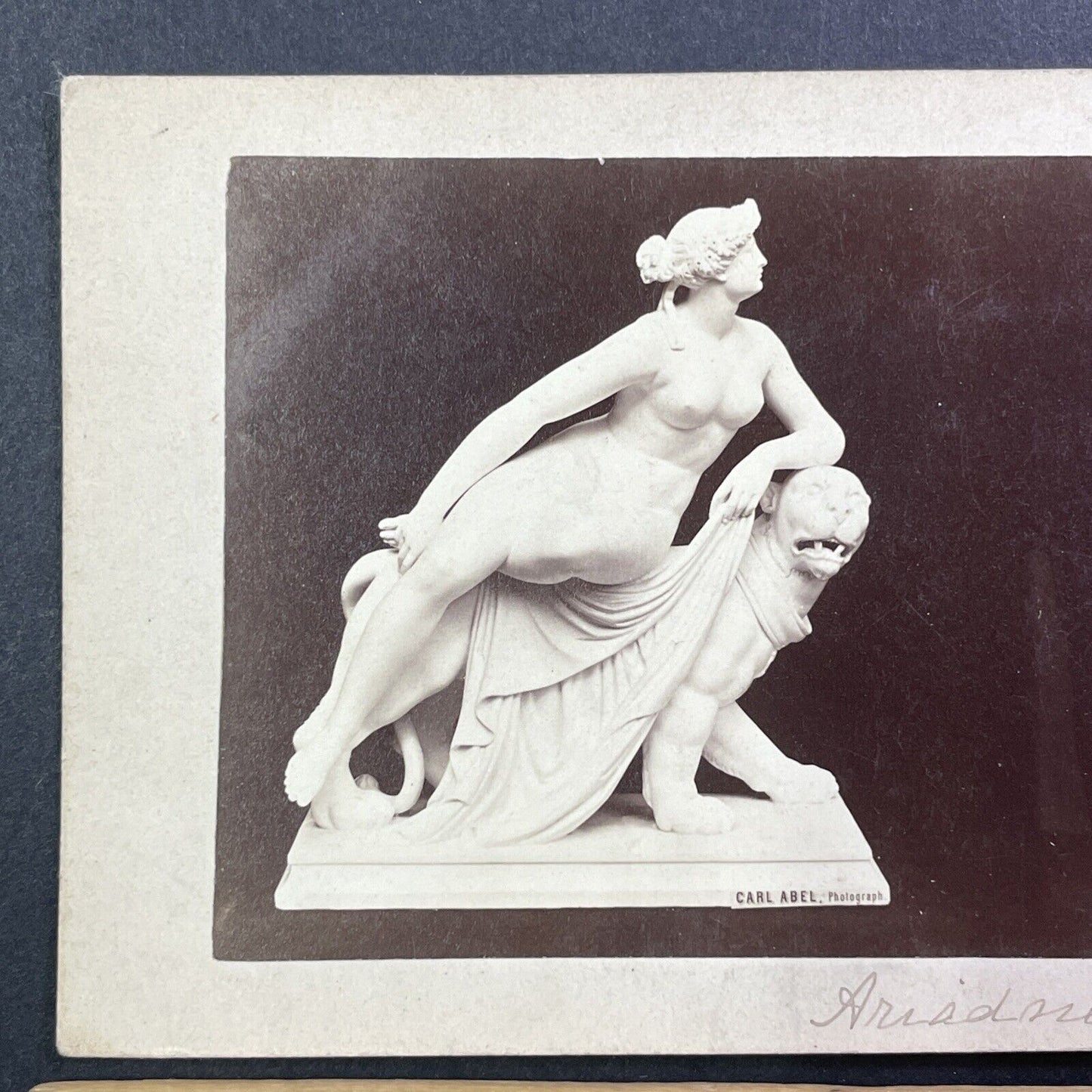 Sculpture of Ariadne (Front View) Stereoview Carl Abel Antique c1860s Y013