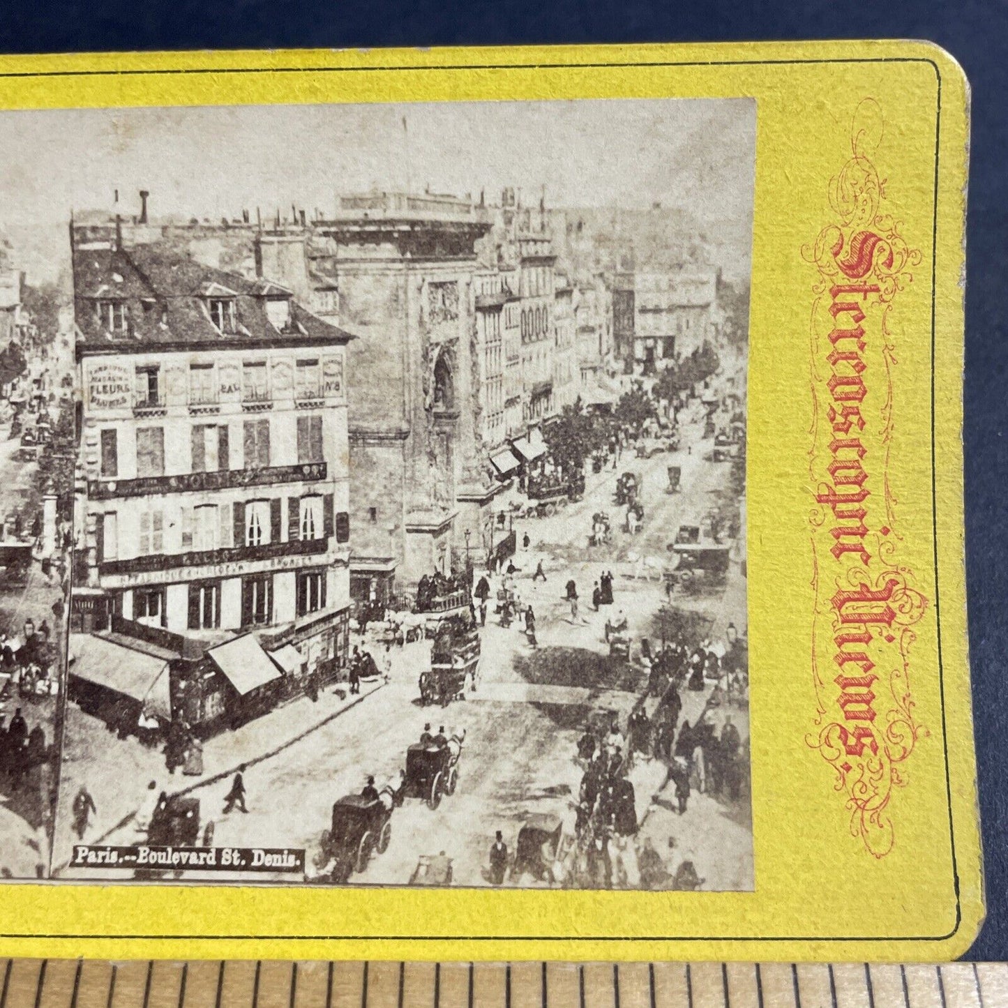 Antique 1870s The Main Street In Paris France Stereoview Photo Card P4610