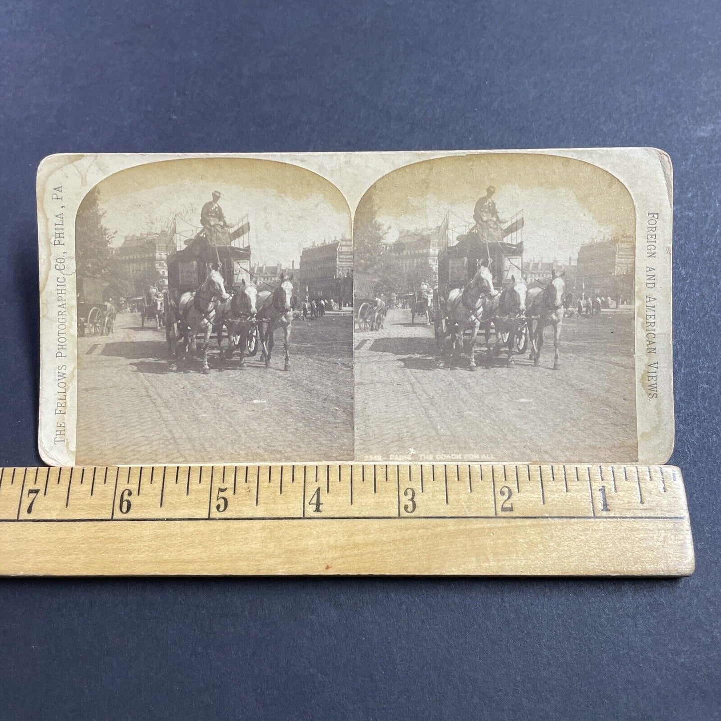 Antique 1880s Stage Coach In Paris France Stereoview Photo Card P1980-09