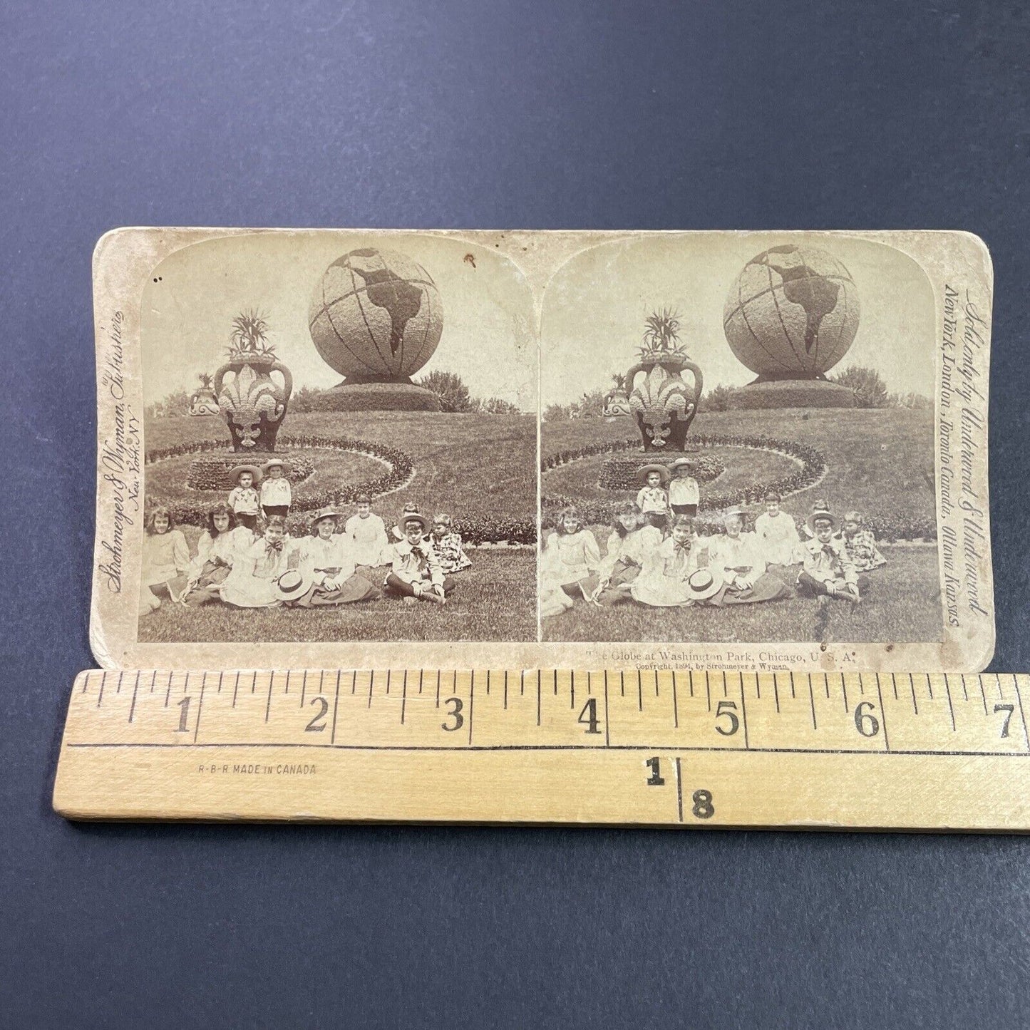 Antique 1894 Massive Globe In Chicago Illinois Park Stereoview Photo Card P3868