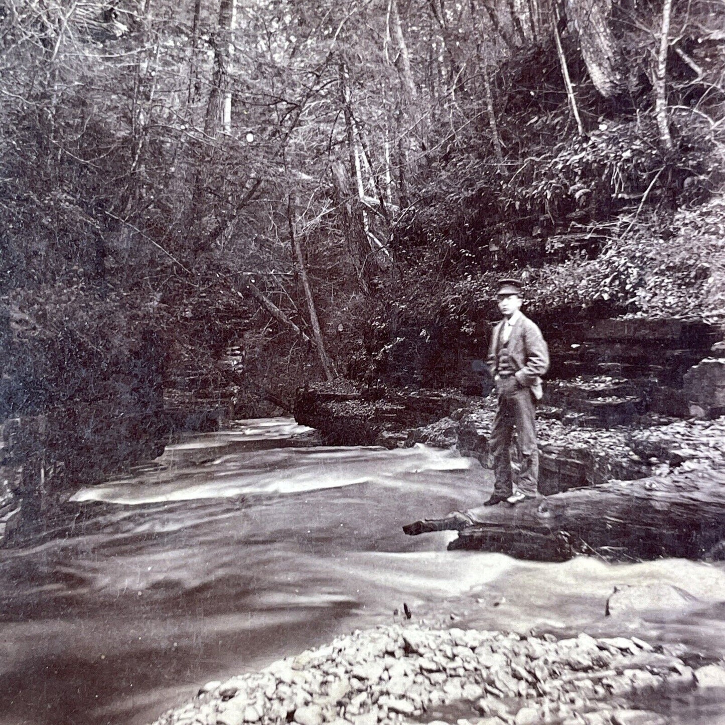 C.M. Marsh Self-Portrait Summit Gorge Stereoview New York c1870s Y2484