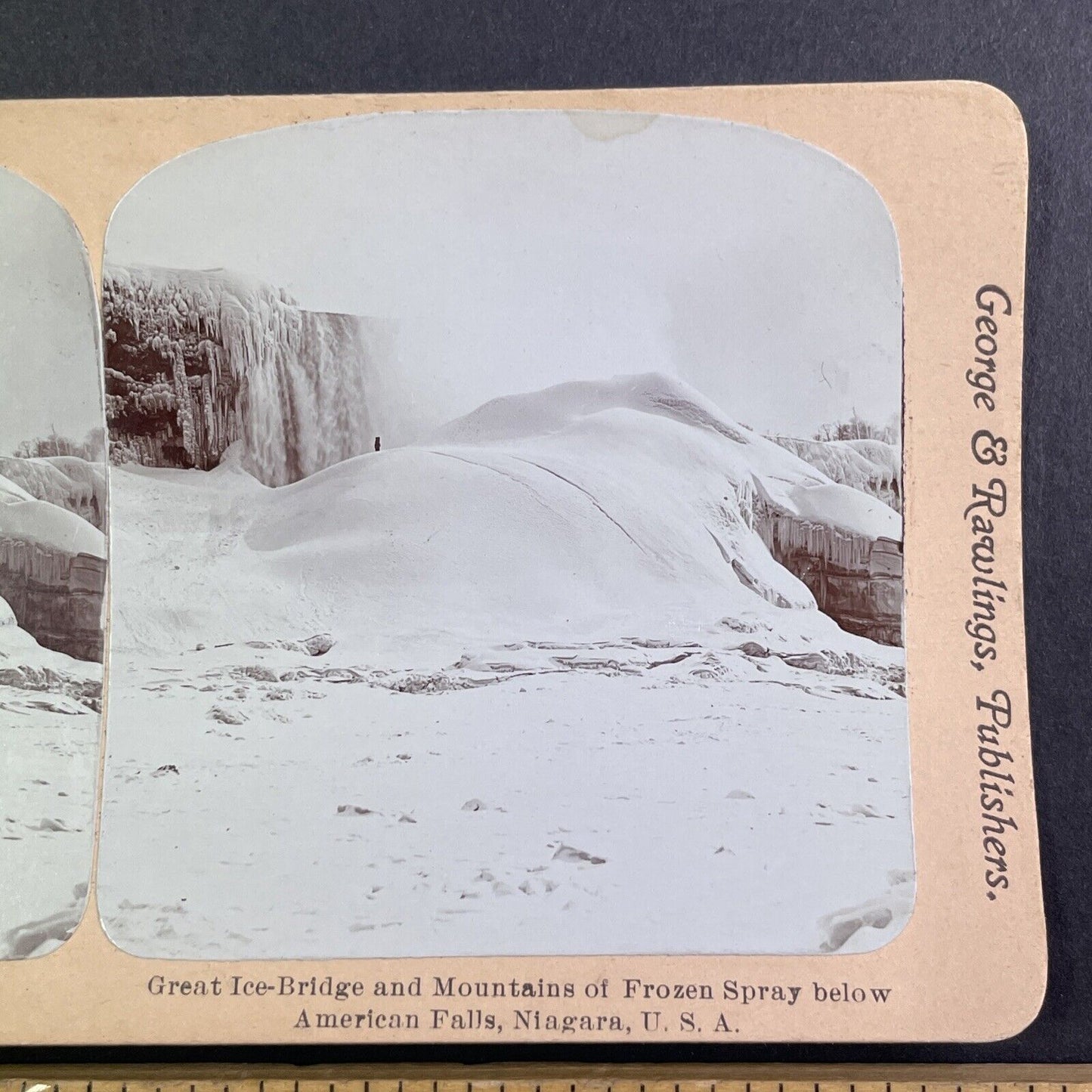 Niagara Falls Great Ice Bridge Stereoview George and Rawlings c1901 Y1453