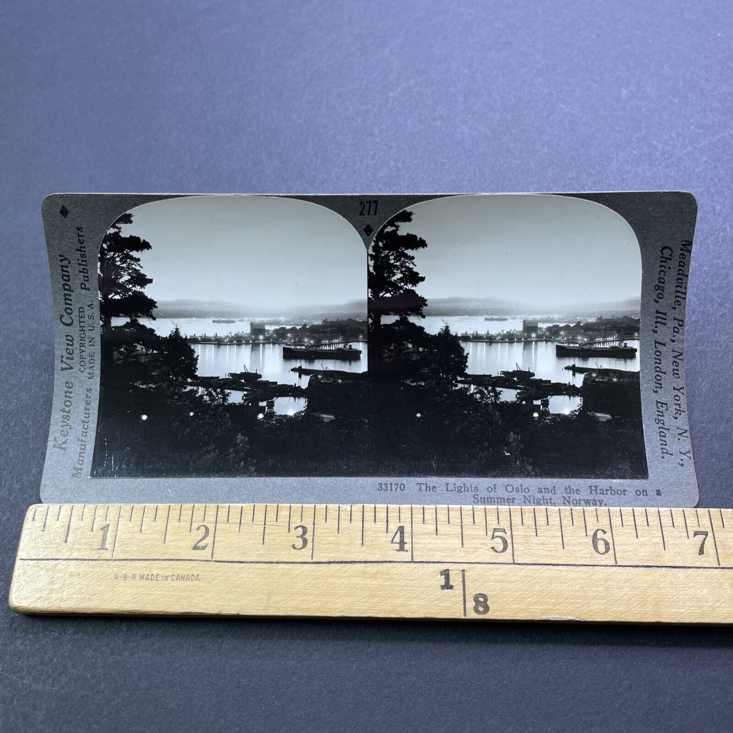 Antique 1920s Oslo Norway City And Harbour View Stereoview Photo Card V2975