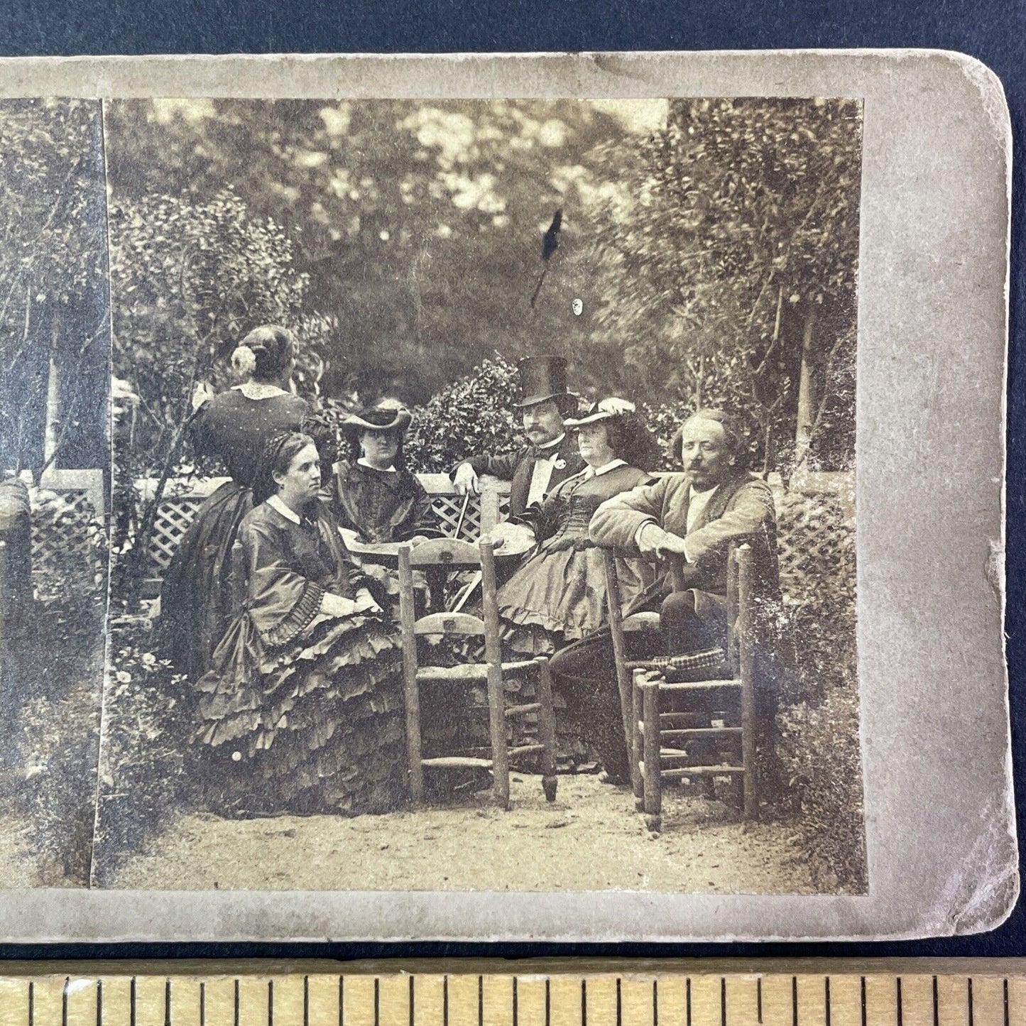 Charles Marville Self-Portrait in Garden Stereoview France Antique c1860 Y1789