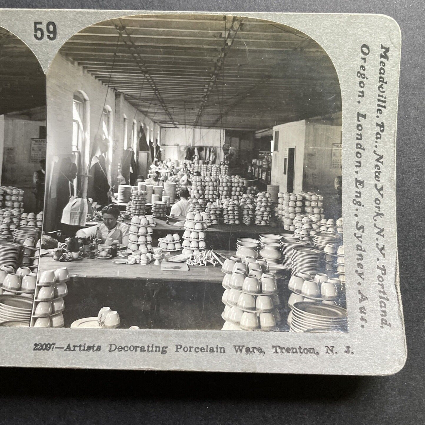 Antique 1918 Porcelain Painting Factory Trenton NJ Stereoview Photo Card P1723