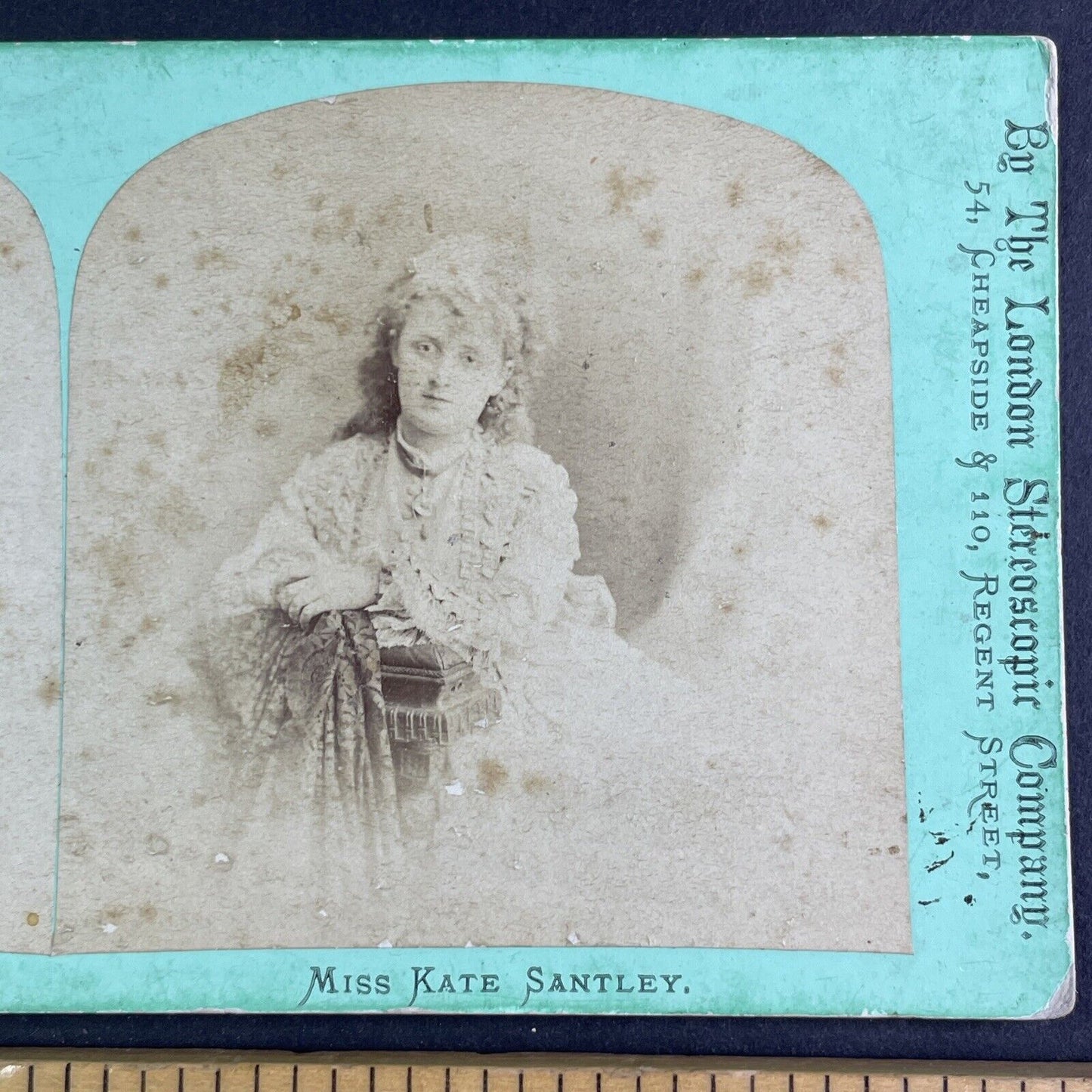 Actress Kate Santley aka Evangeline Estelle Gazina Stereoview Antique 1875 X3620