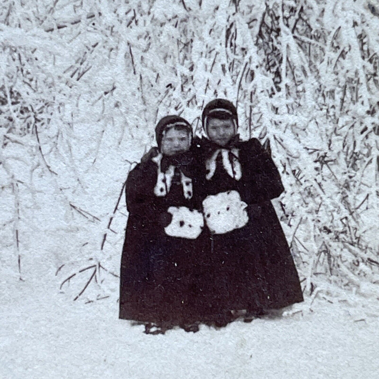 Antique 1893 Children Play In Snow New York State Stereoview Photo Card P2409