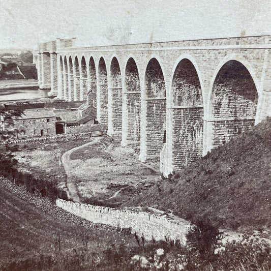 Antique 1860s Boyne Stone Viaduct Drogheda Ireland Stereoview Photo Card V522