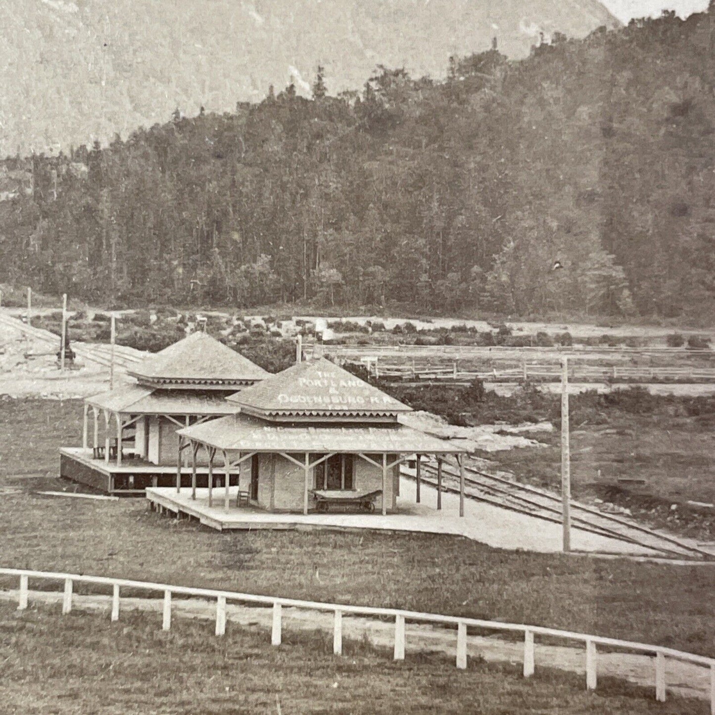 Crawford House Train Station Stereoview Rail Photo NW Pease Antique c1872 X951